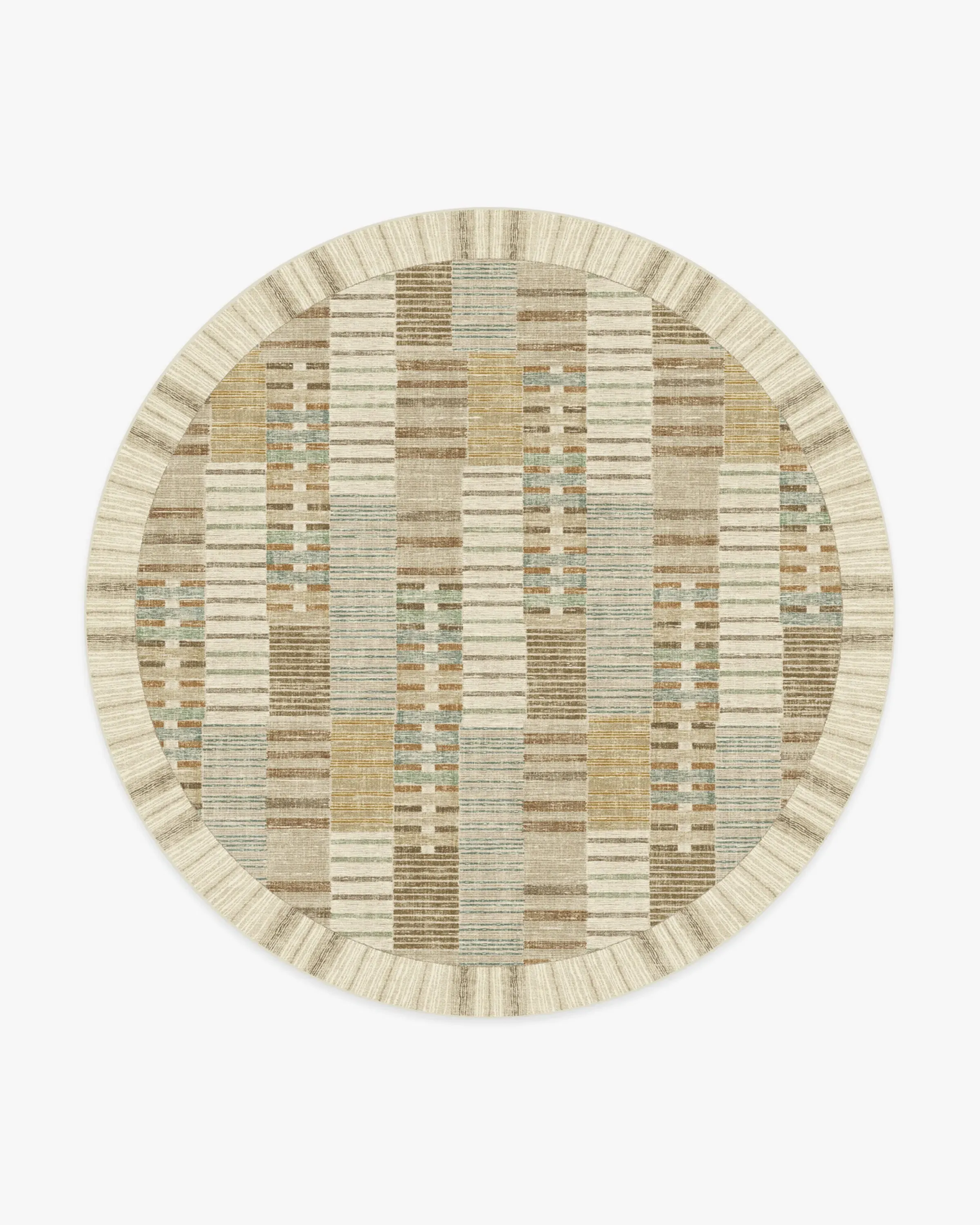 Round Area Rug Machine Washable - Neutral