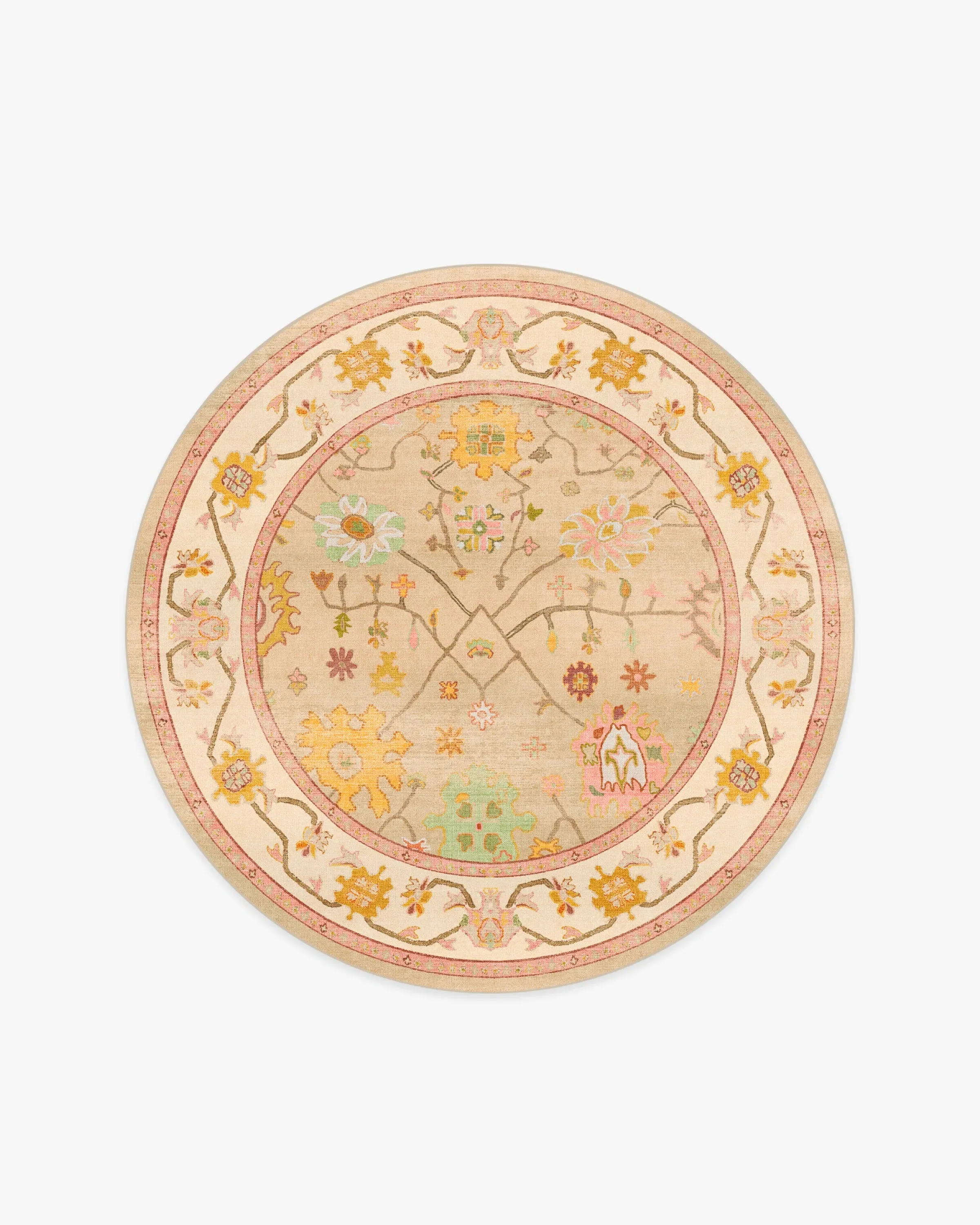Round Area Rug Machine Washable - Neutral