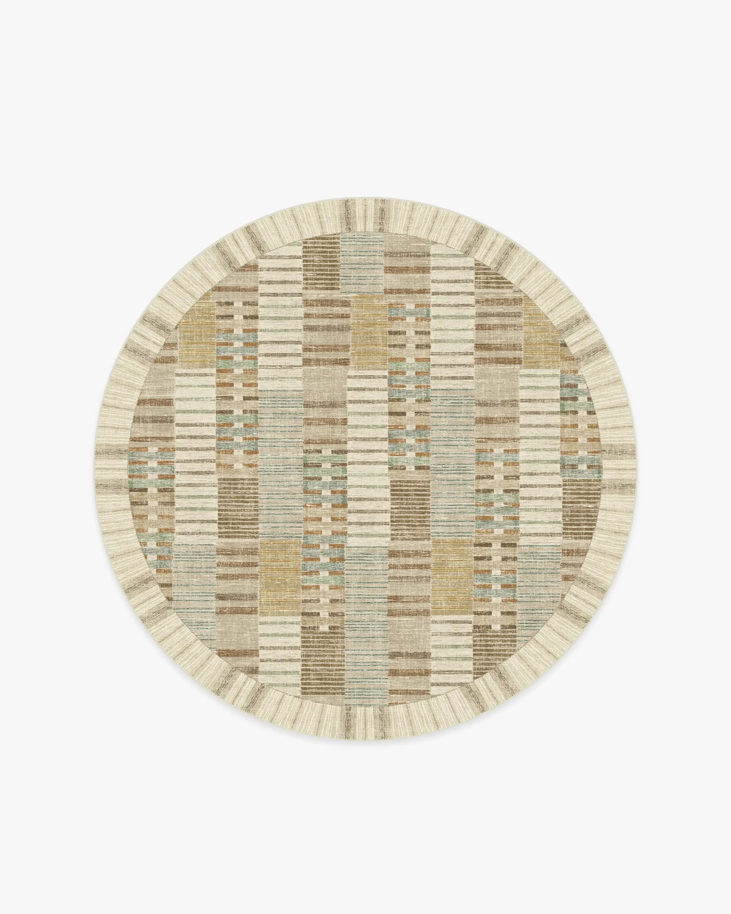 Round Area Rug Machine Washable - Neutral
