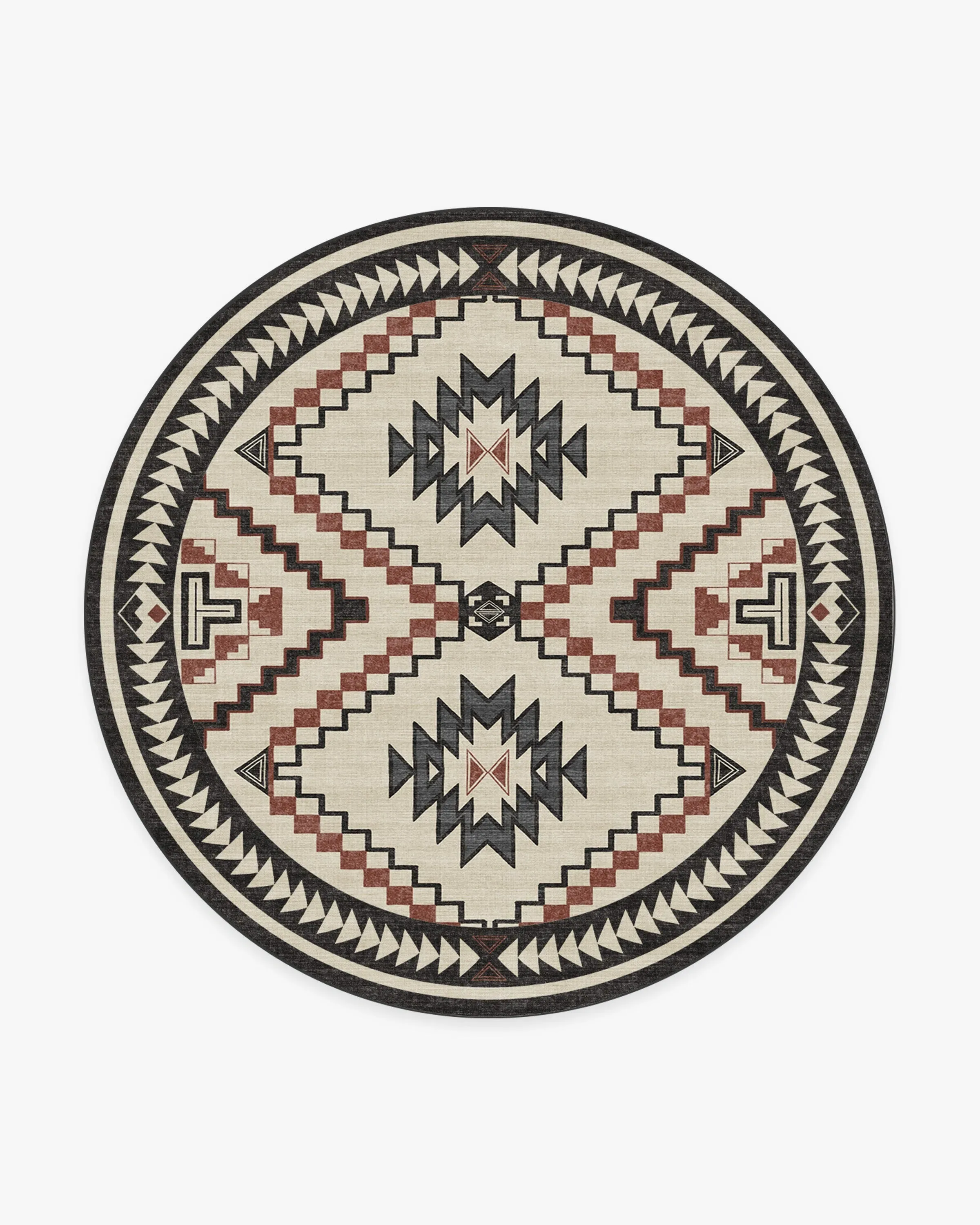 Round Area Rug Machine Washable - Neutral