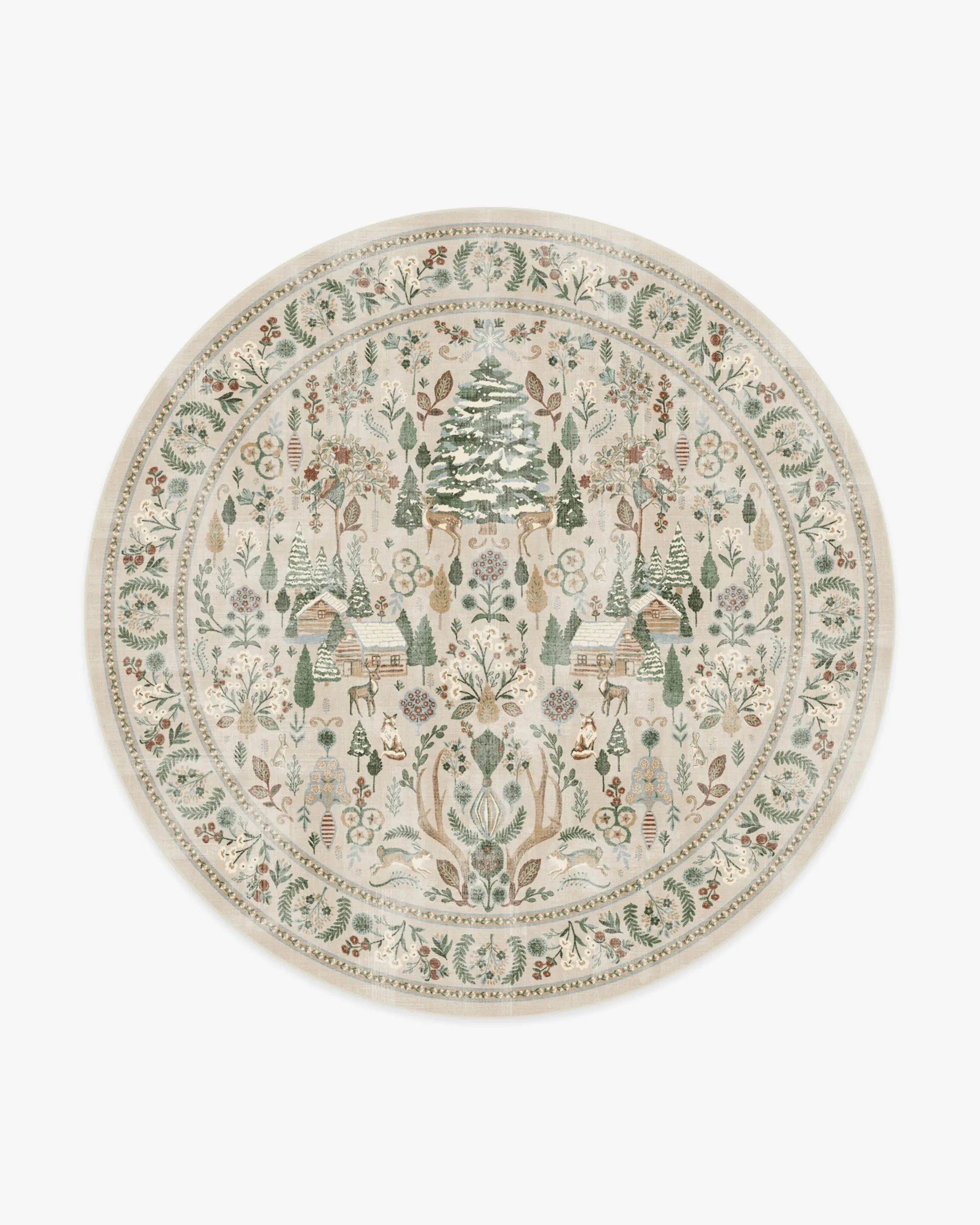 Round Area Rug Machine Washable - Neutral
