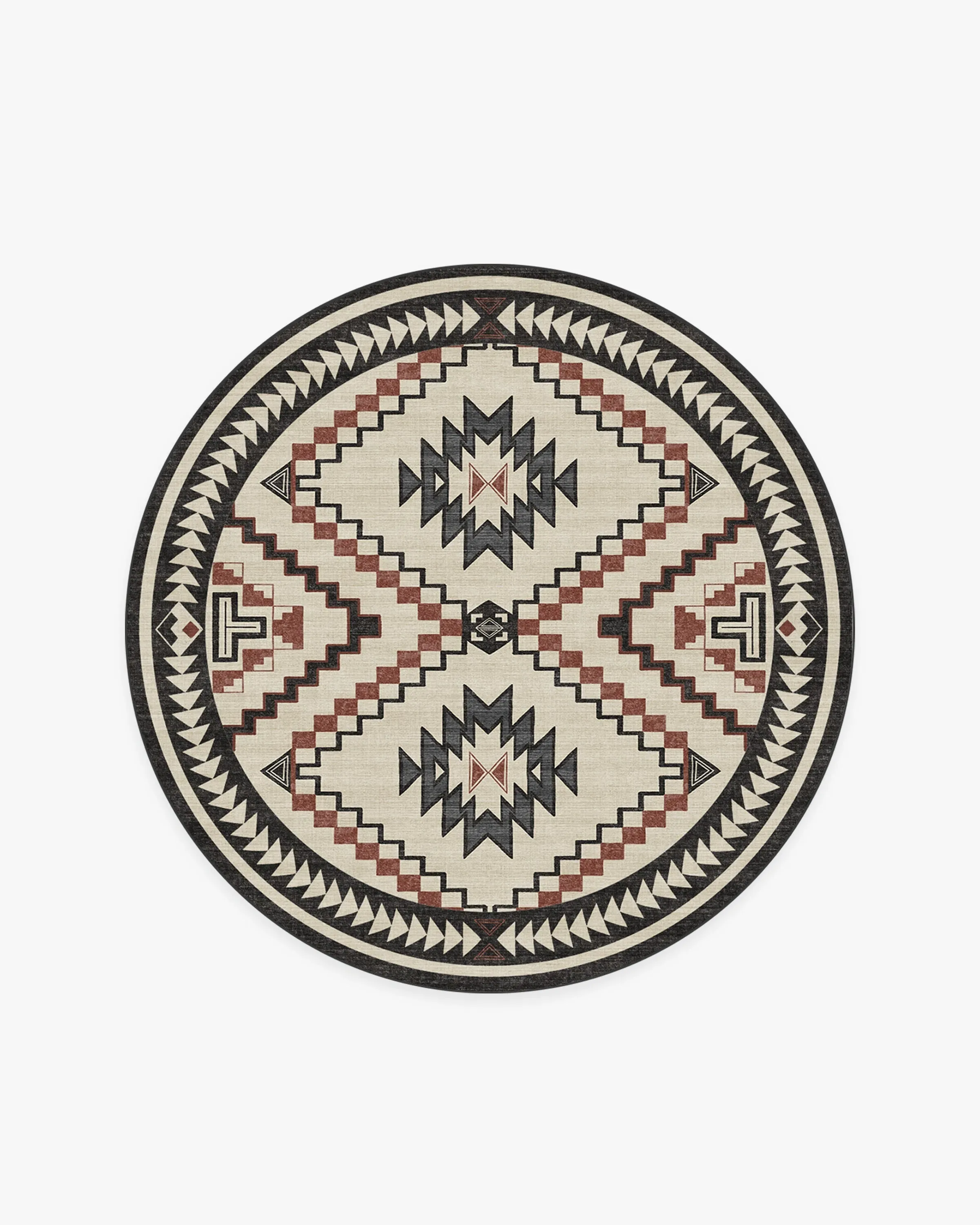 Round Area Rug Machine Washable - Neutral