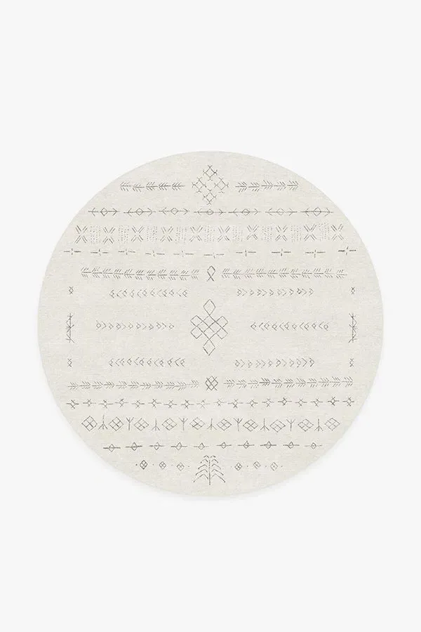 Round Area Rug Machine Washable - Off White