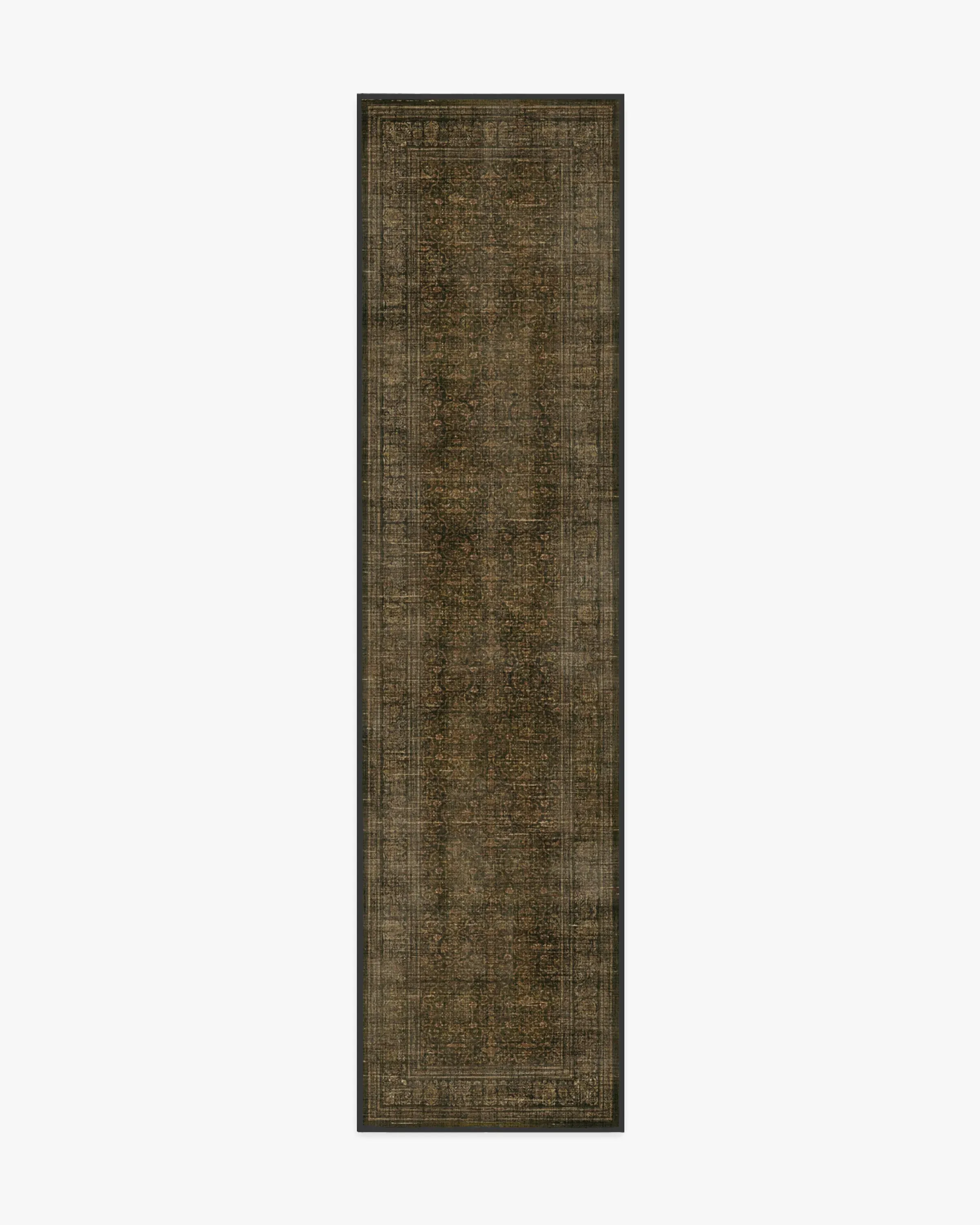 Round Area Rug Machine Washable - Olive, Gold