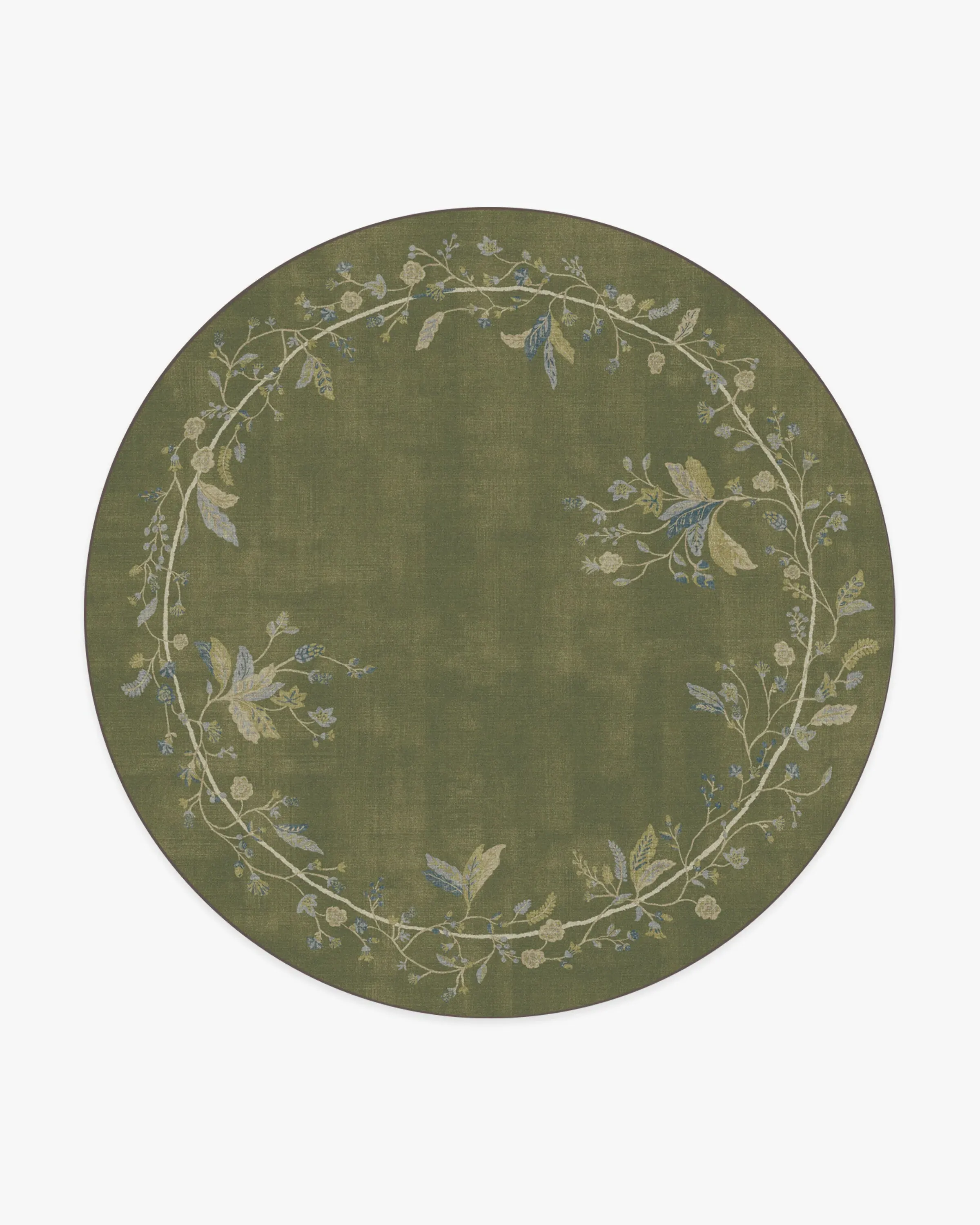 Round Area Rug Machine Washable - Olive Green