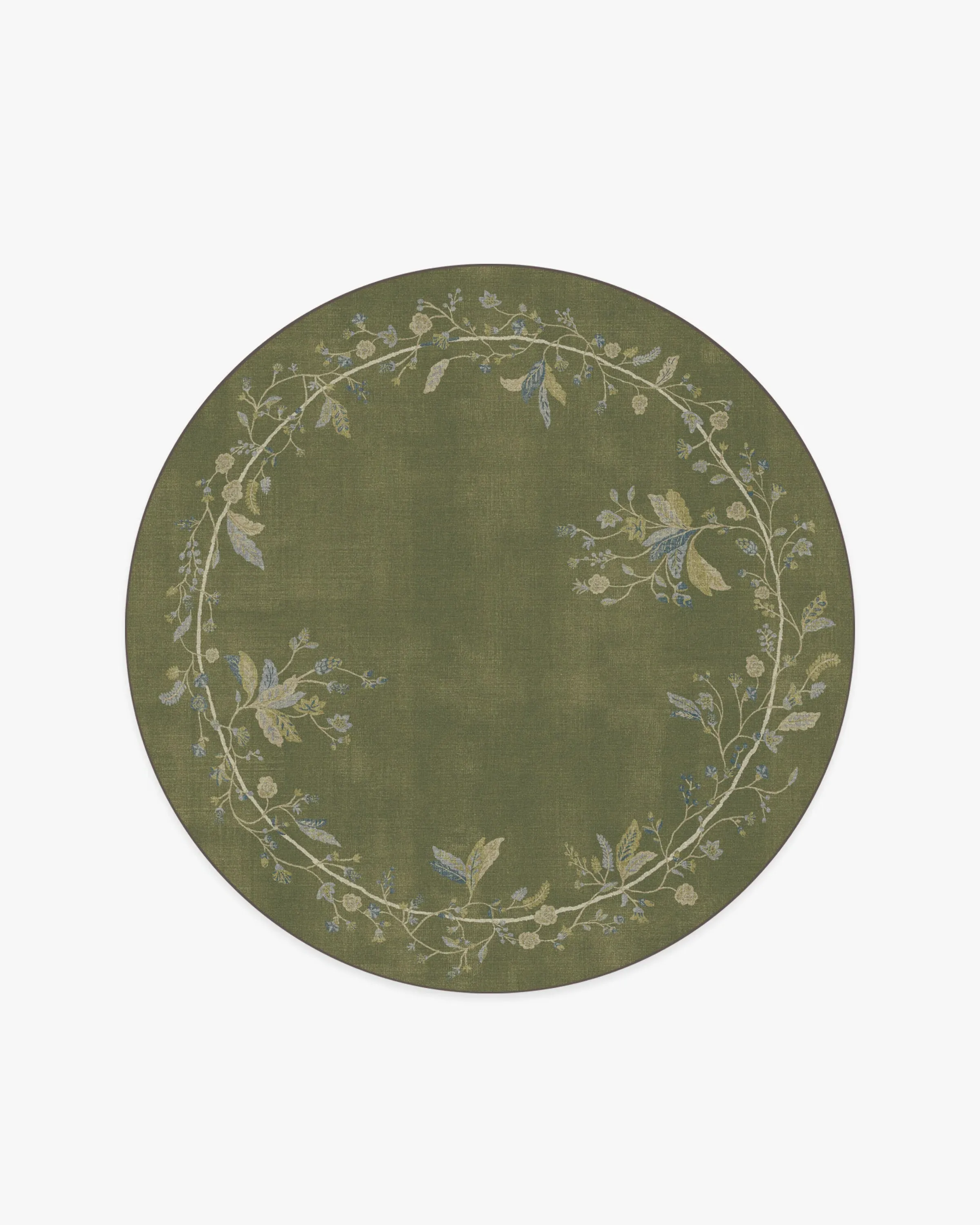 Round Area Rug Machine Washable - Olive Green