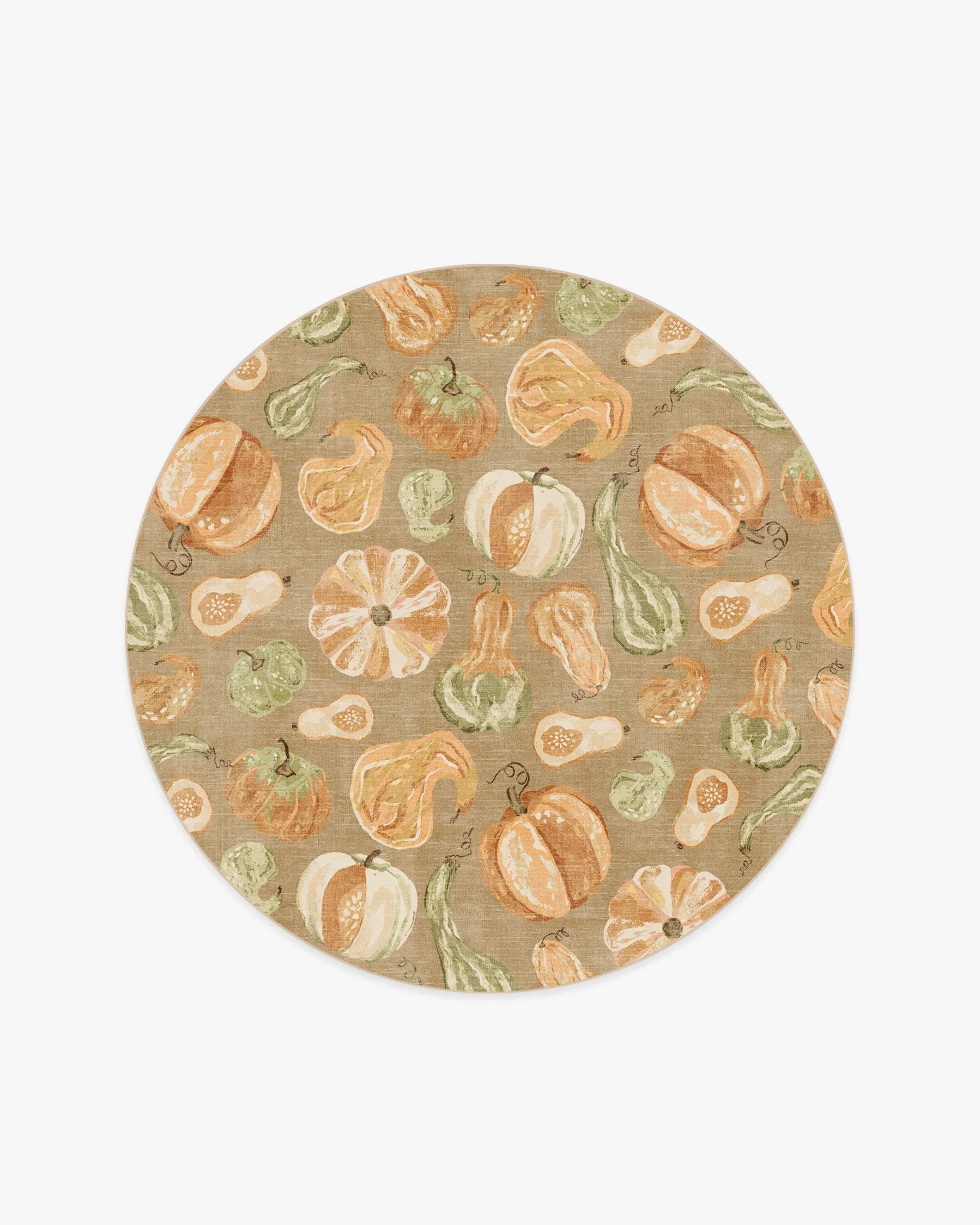 Round Area Rug Machine Washable - Orange, Green