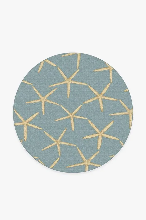 Round Area Rug Machine Washable - Pale Blue