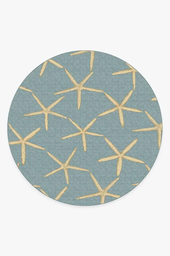 Round Area Rug Machine Washable - Pale Blue