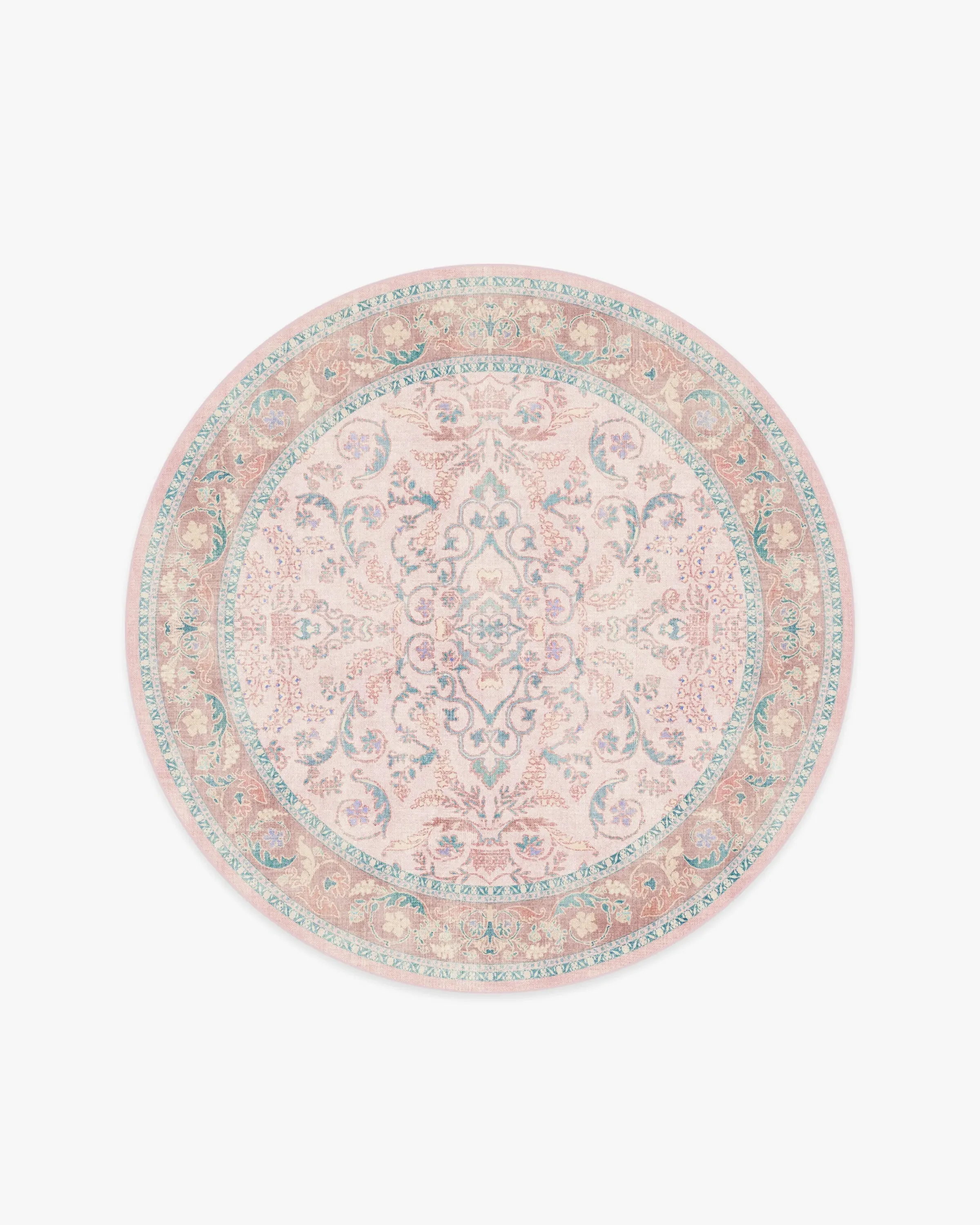 Round Area Rug Machine Washable - Pink