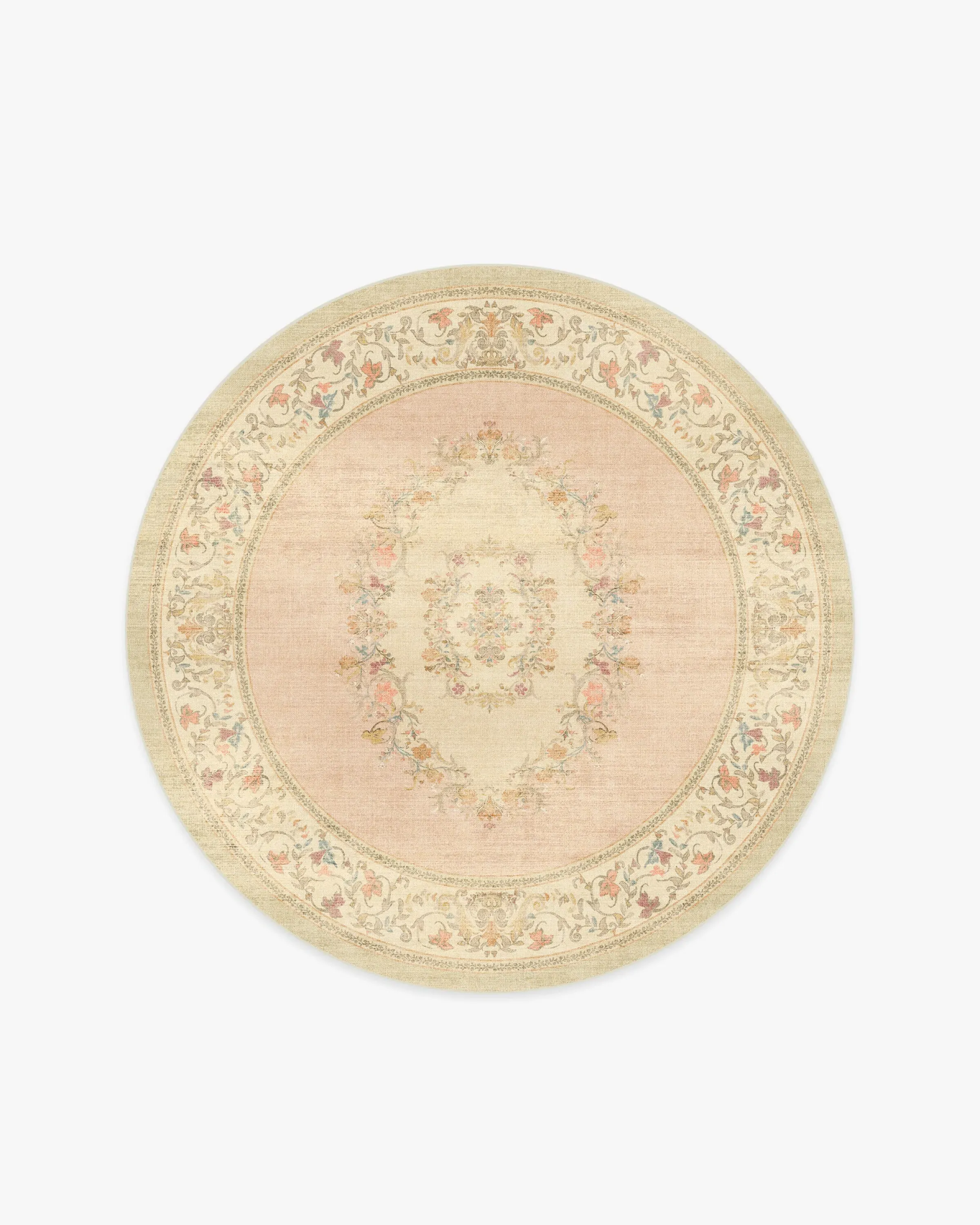 Round Area Rug Machine Washable - Pink