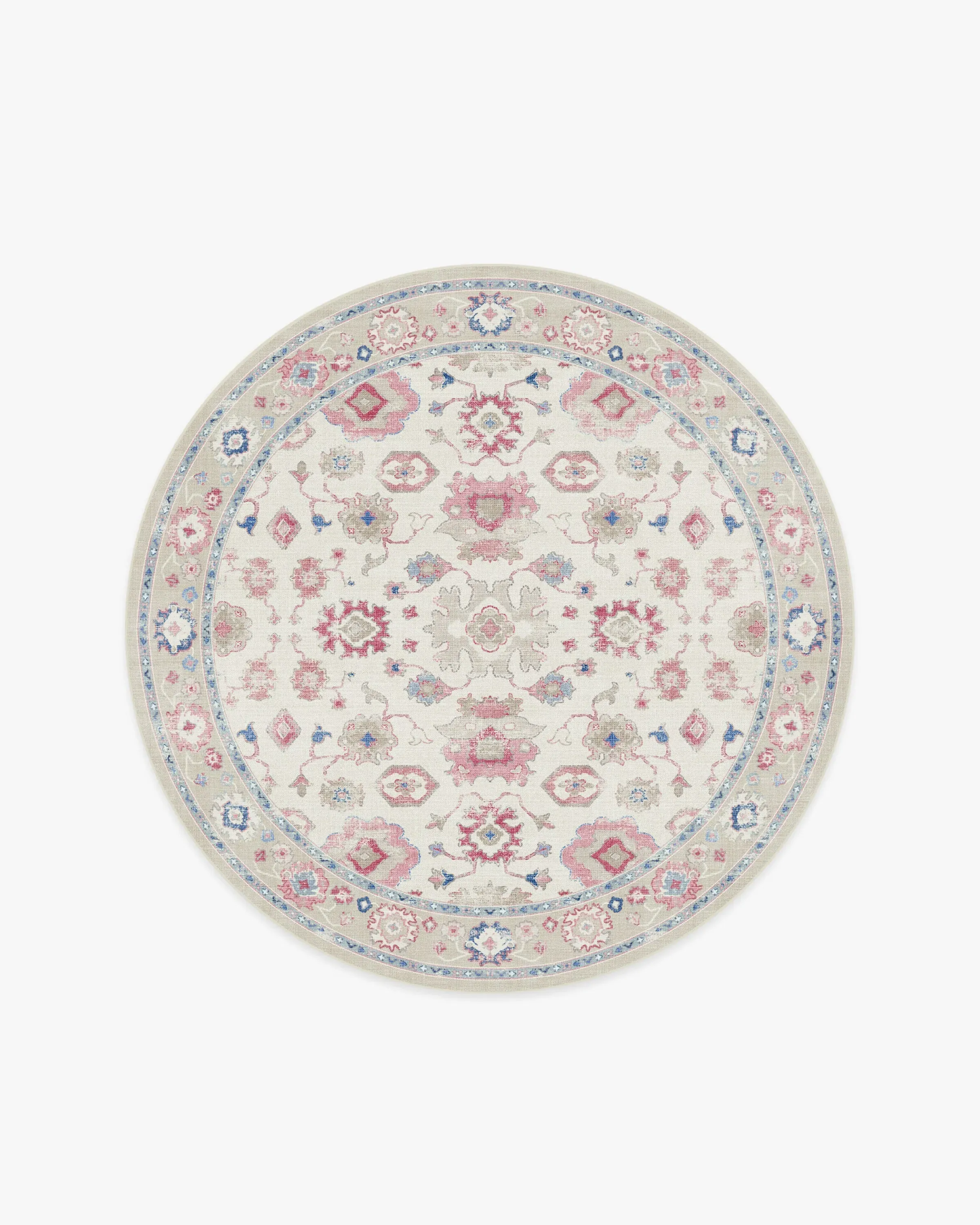 Round Area Rug Machine Washable - Pink