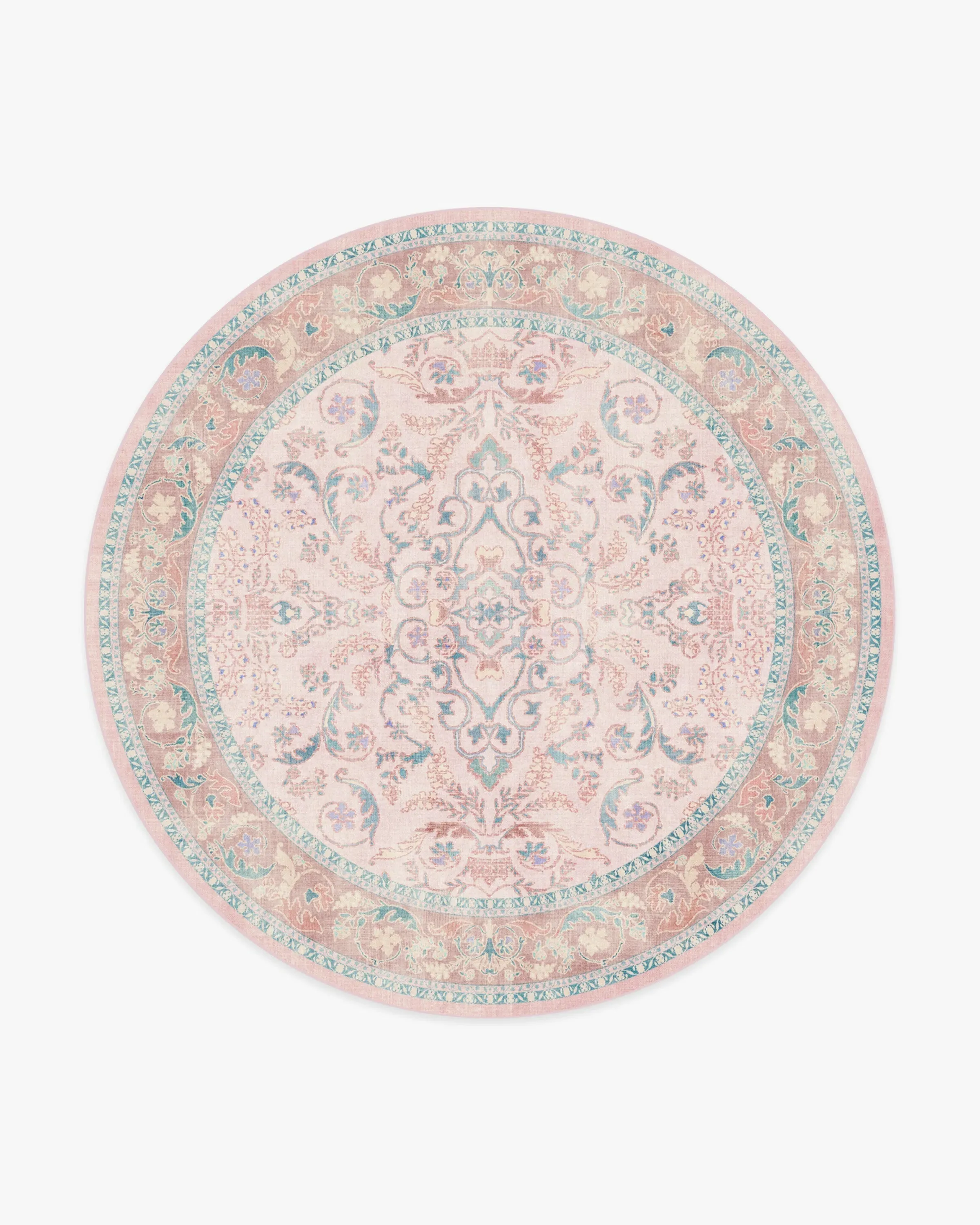 Round Area Rug Machine Washable - Pink