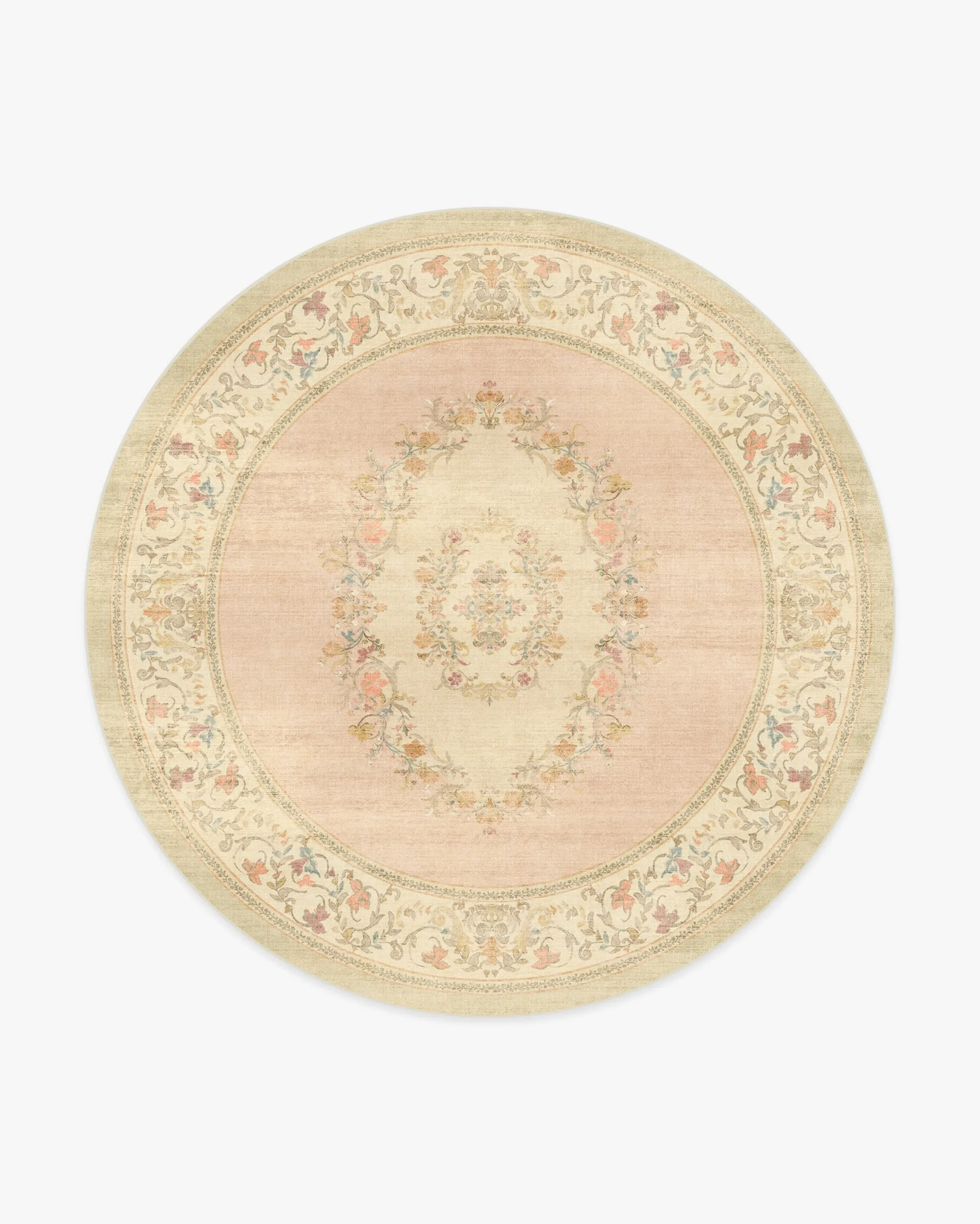 Round Area Rug Machine Washable - Pink