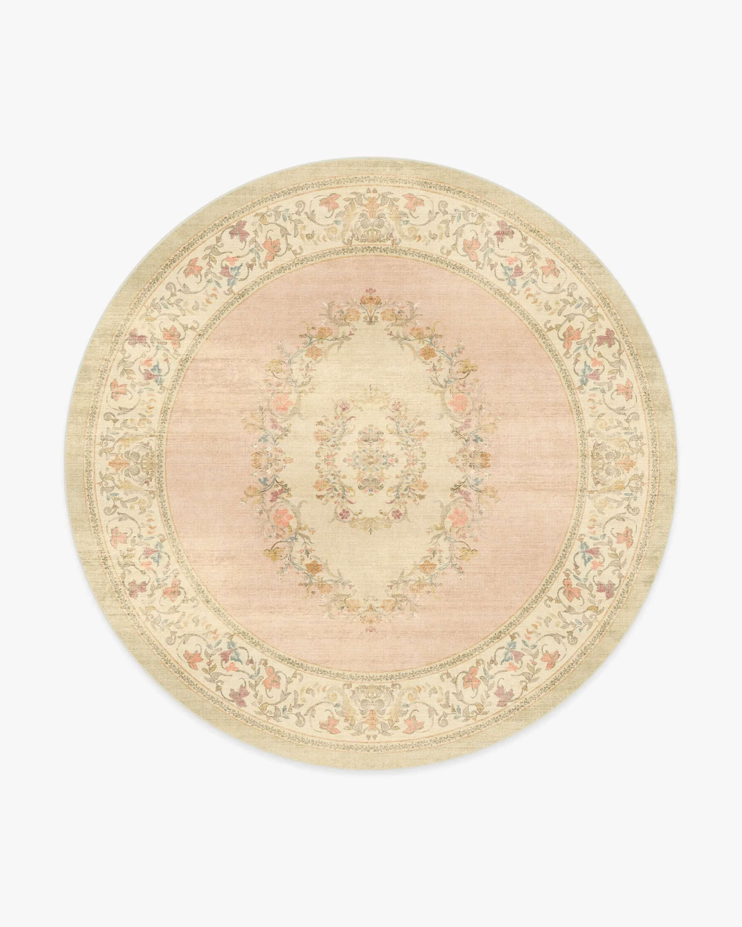 Round Area Rug Machine Washable - Pink