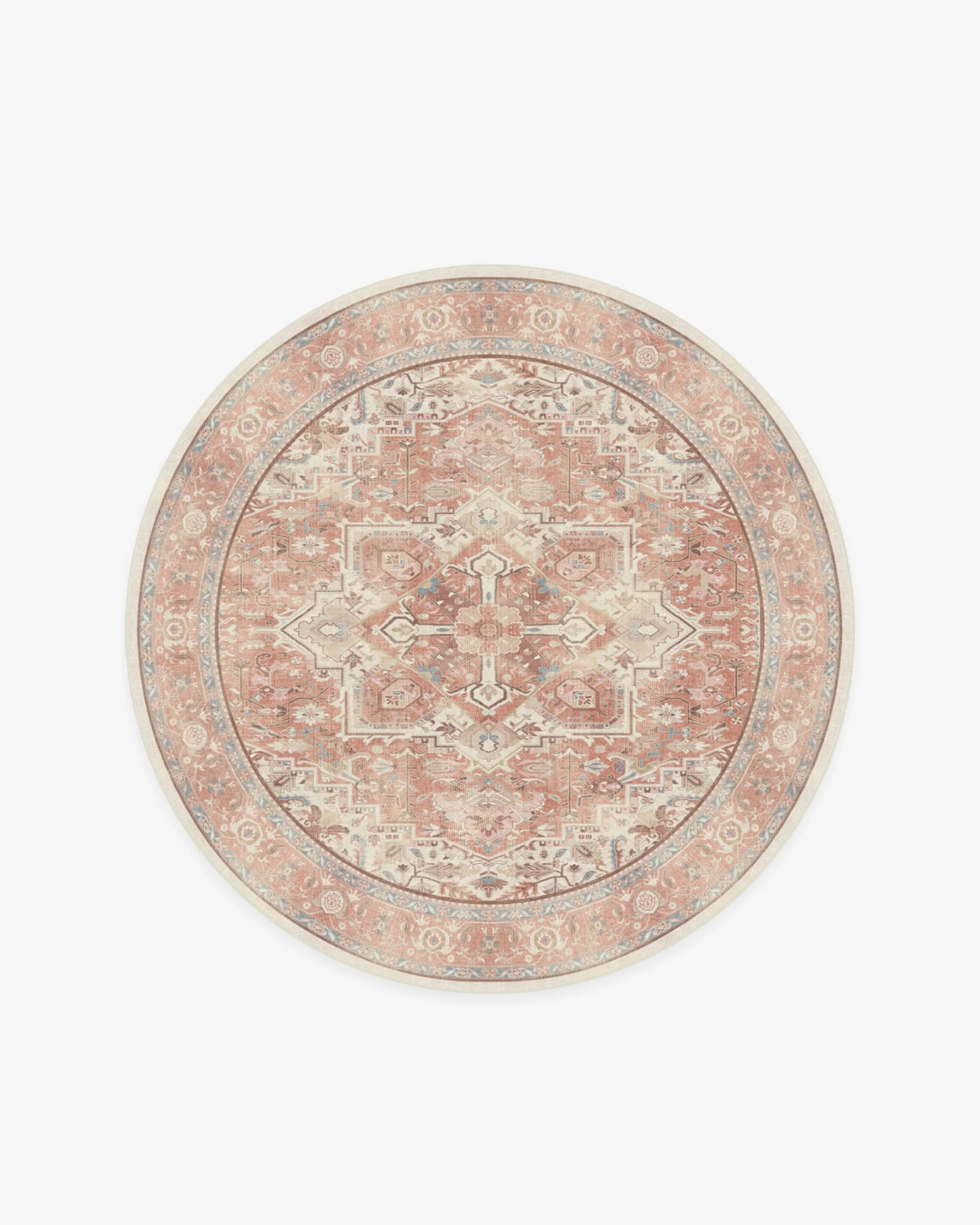 Round Area Rug Machine Washable - Pink, Chenille
