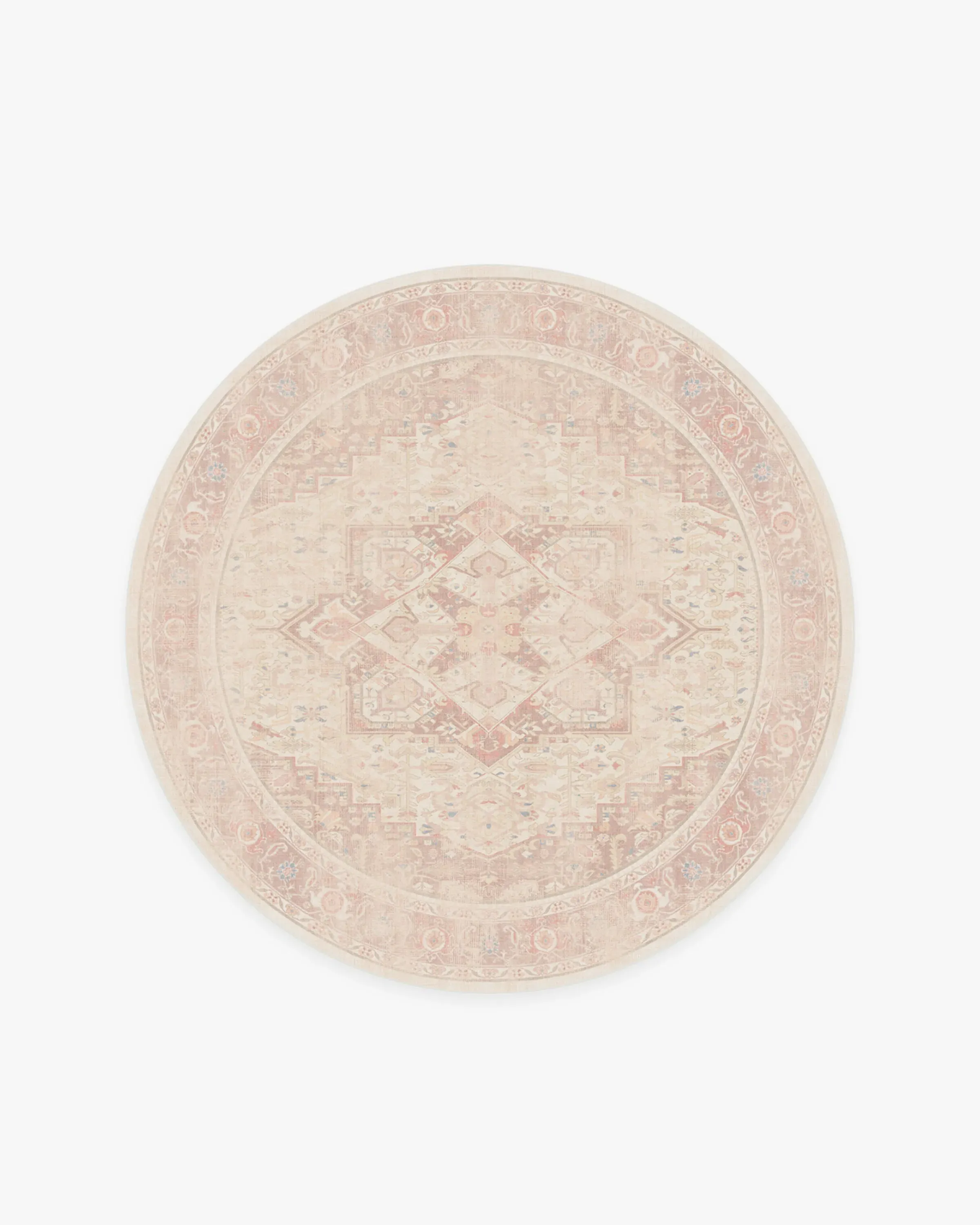 Round Area Rug Machine Washable - Pink, Chenille