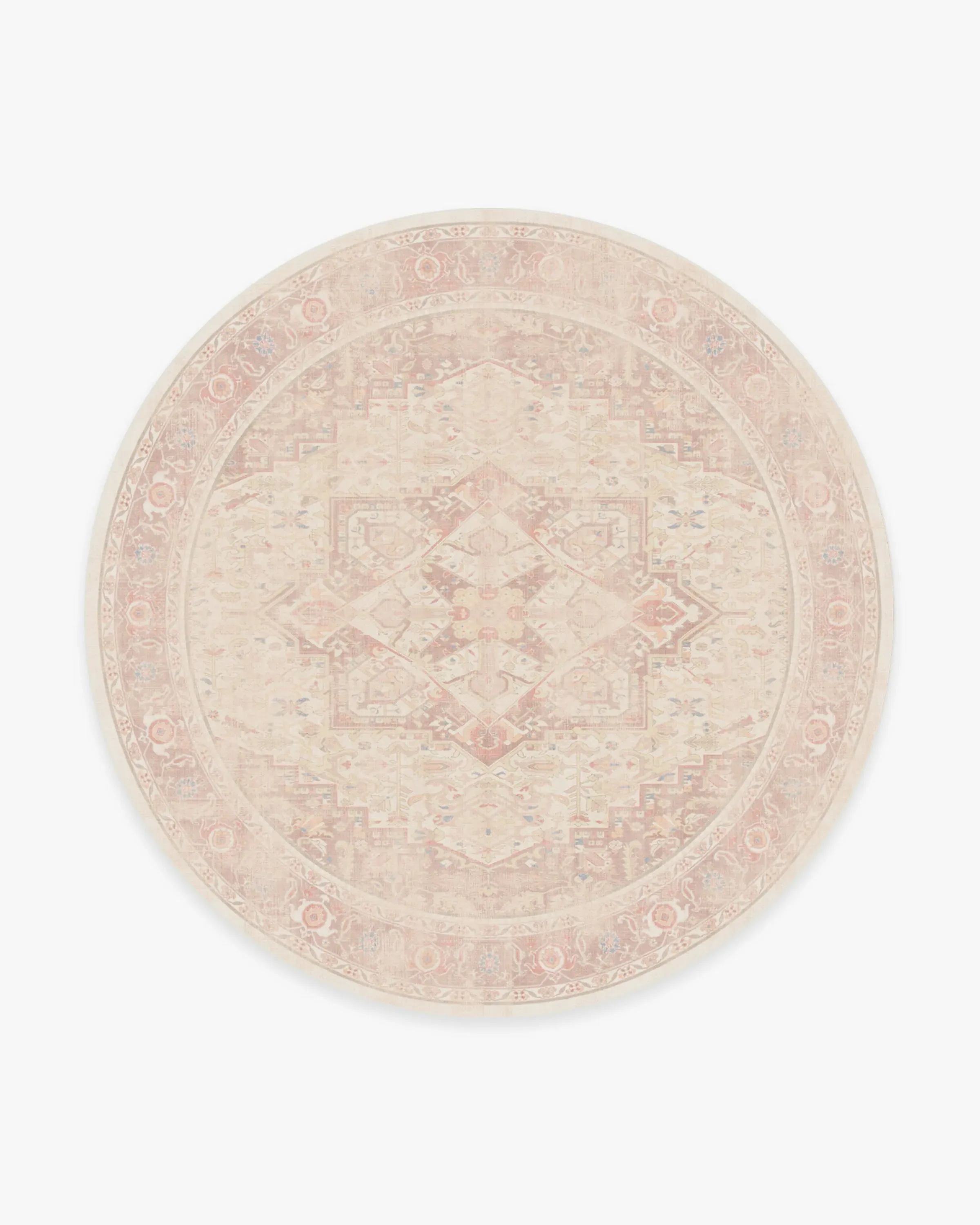 Round Area Rug Machine Washable - Pink, Chenille