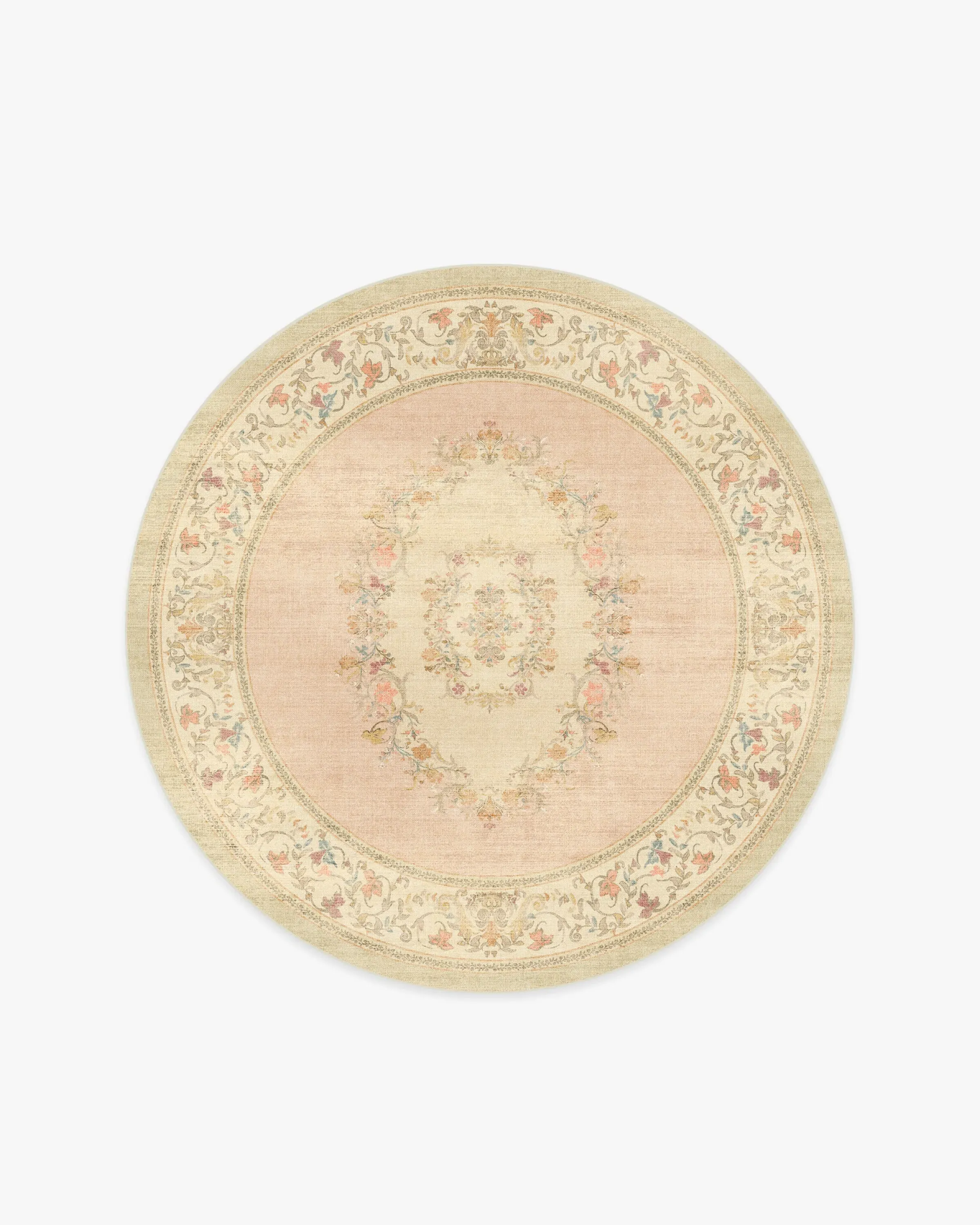 Round Area Rug Machine Washable - Pink