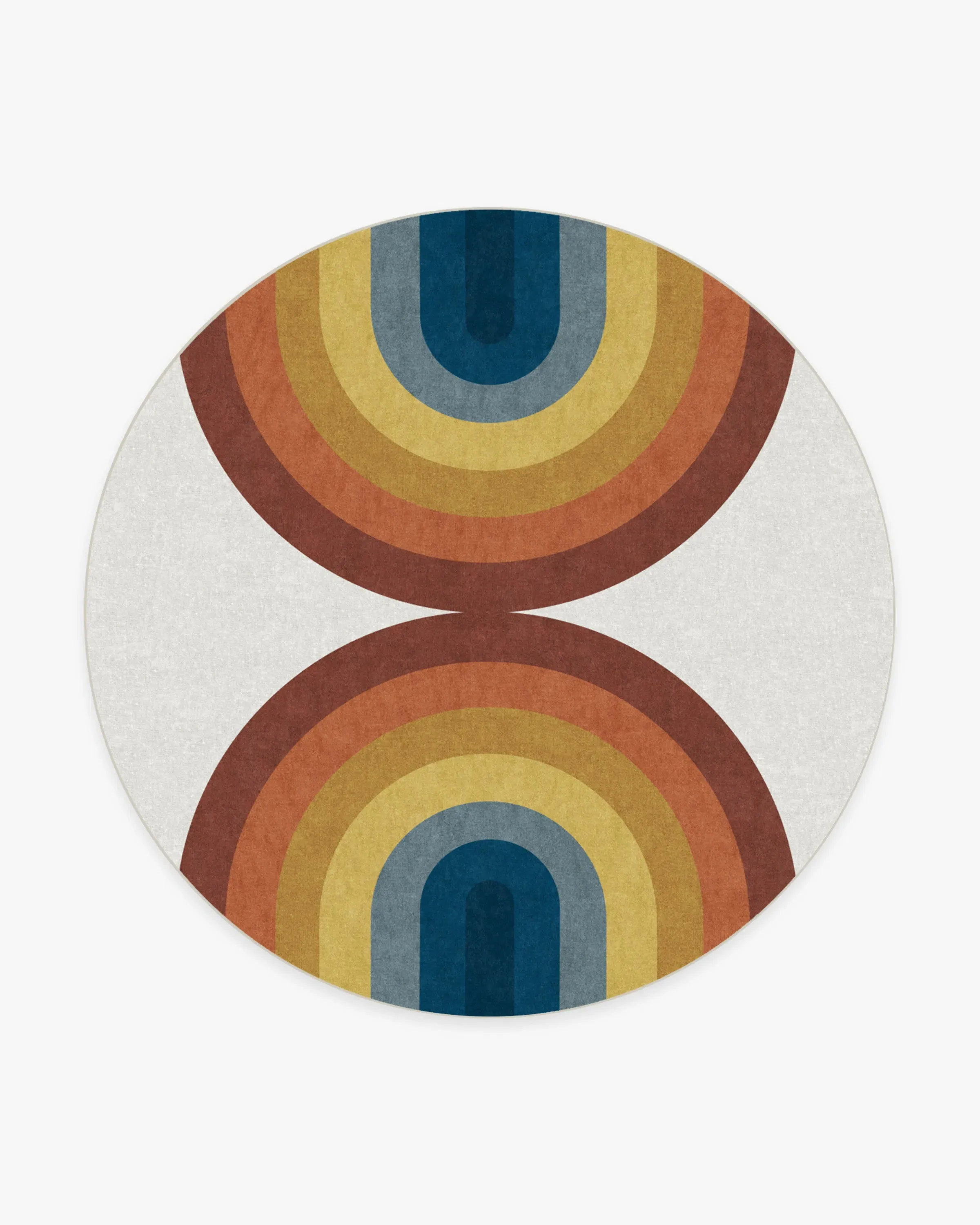 Round Area Rug Machine Washable - Rainbow