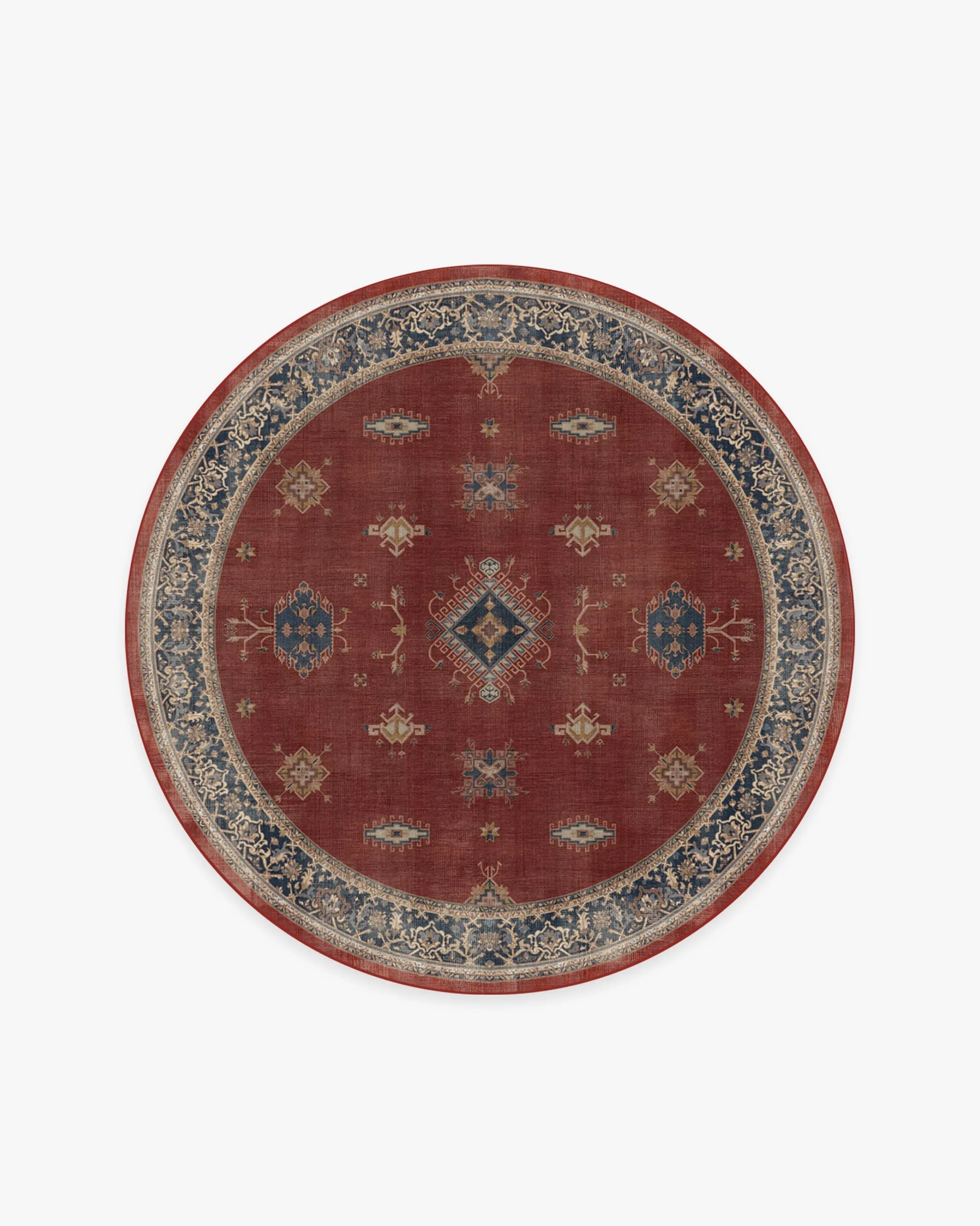 Round Area Rug Machine Washable - Red