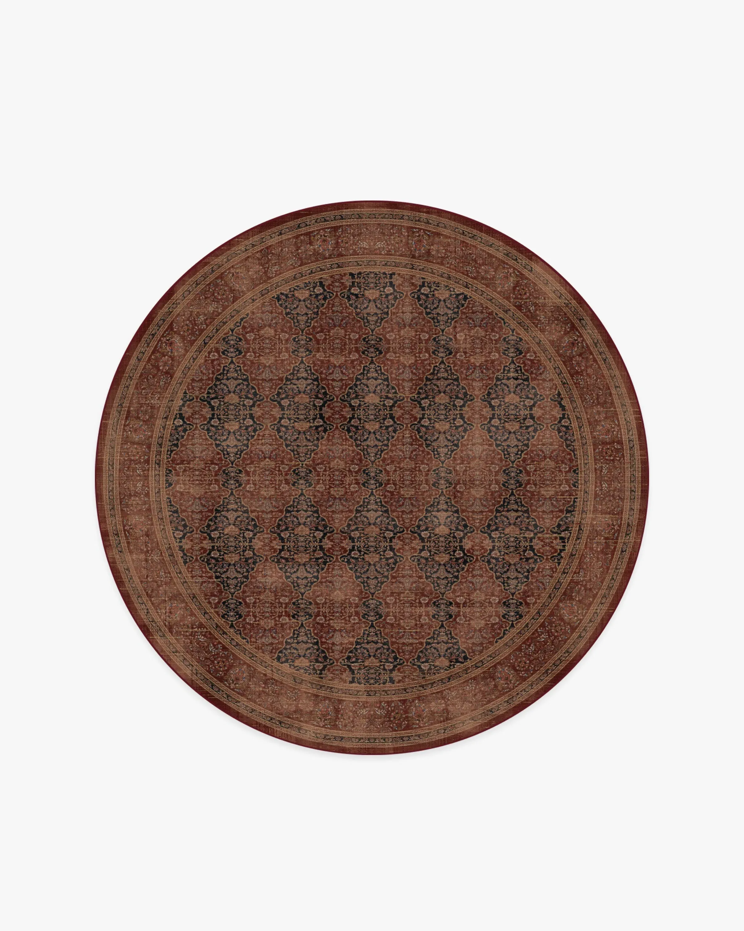 Round Area Rug Machine Washable - Red