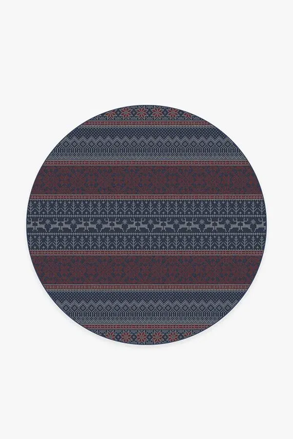 Round Area Rug Machine Washable - Red