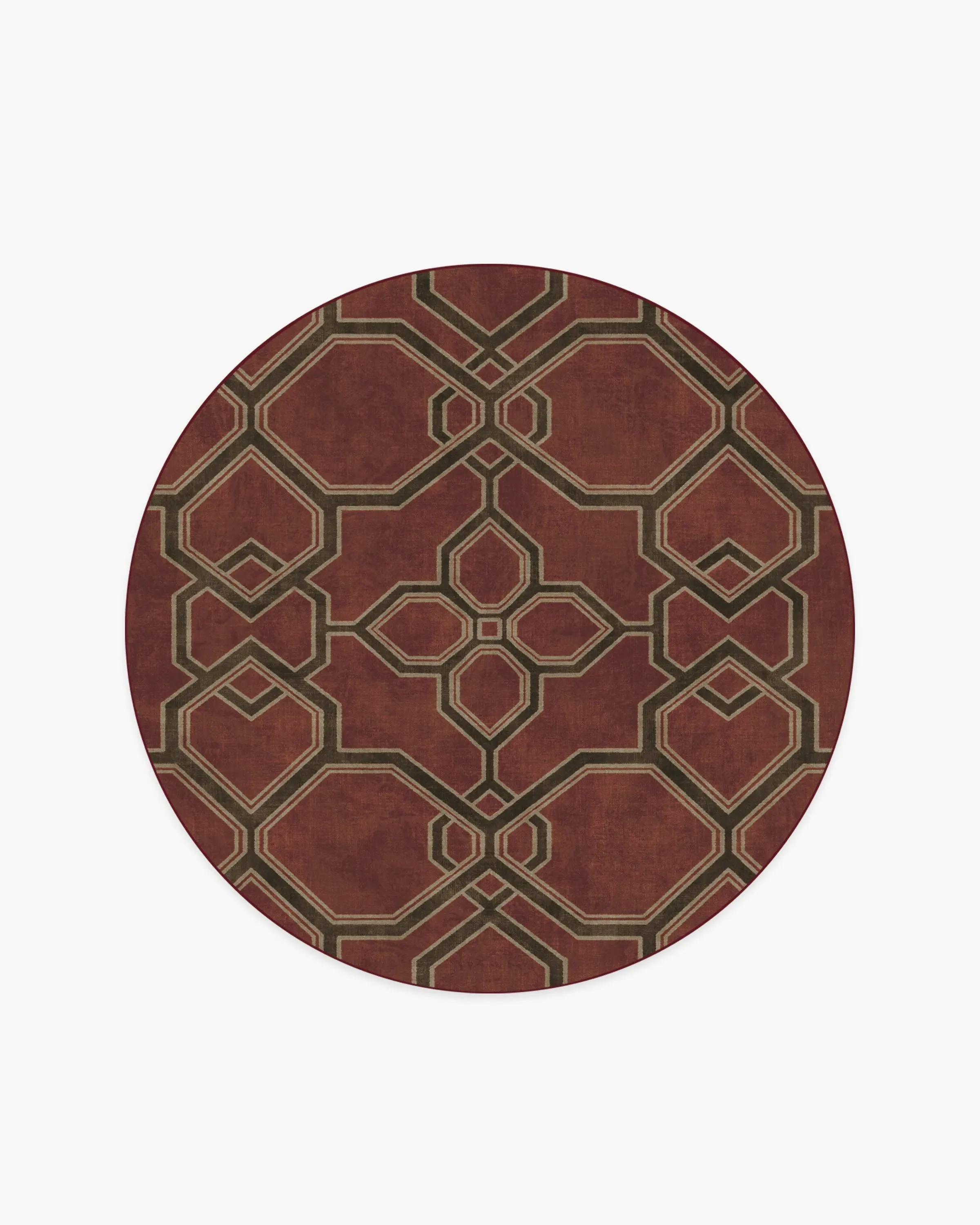 Round Area Rug Machine Washable - Red
