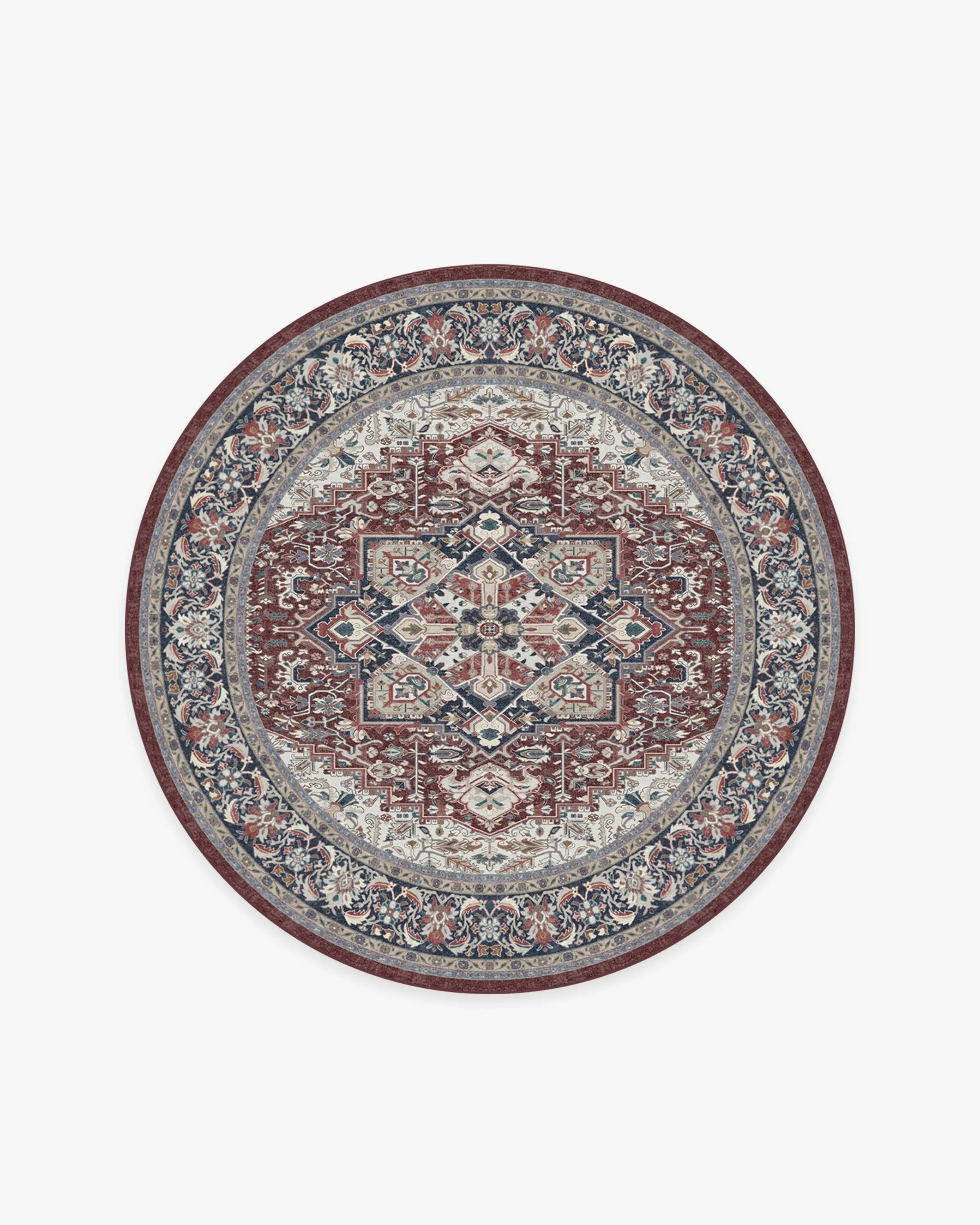 Round Area Rug Machine Washable - Red
