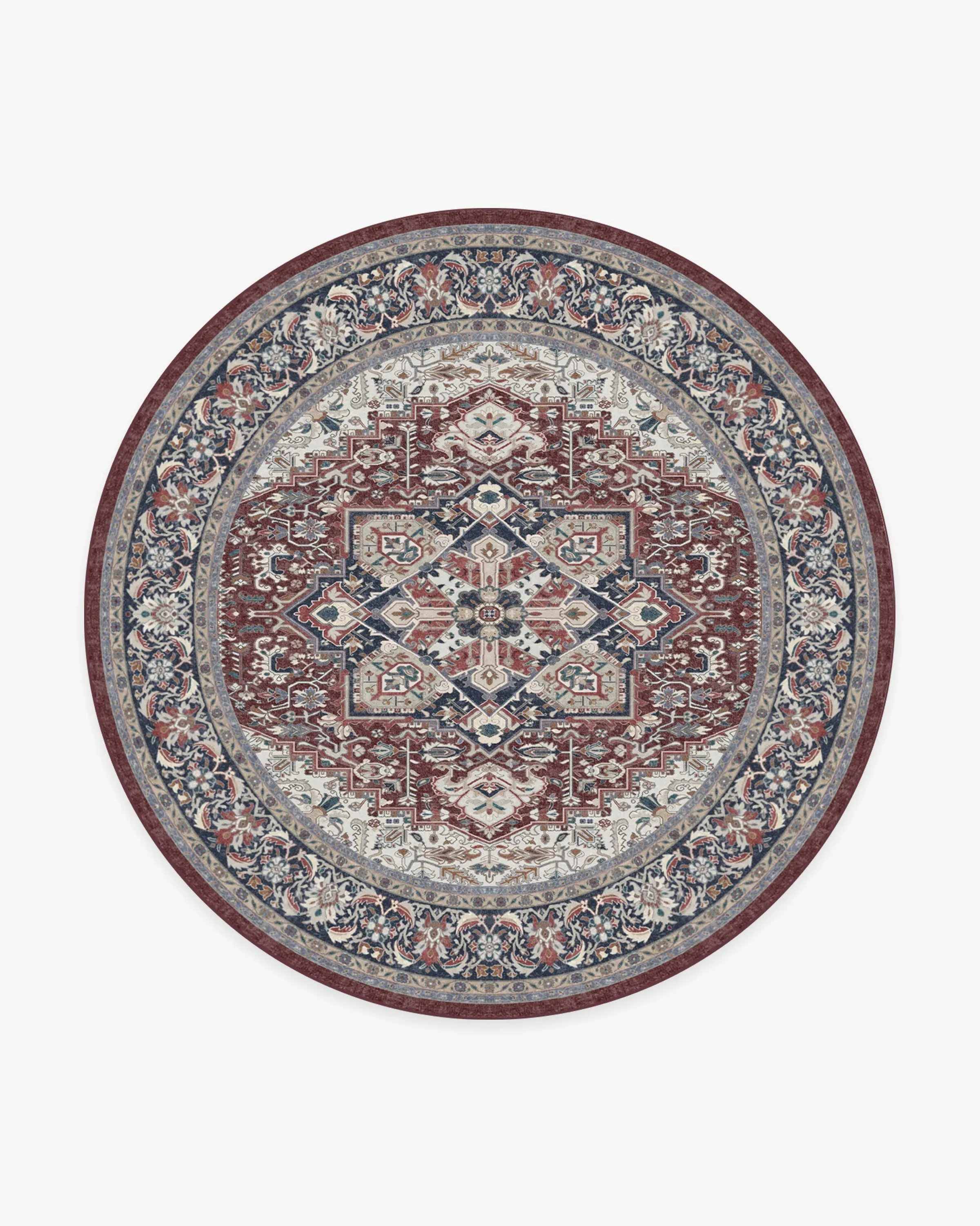 Round Area Rug Machine Washable - Red