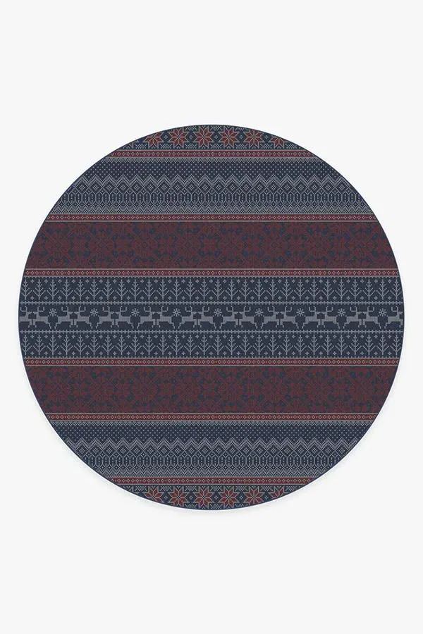 Round Area Rug Machine Washable - Red