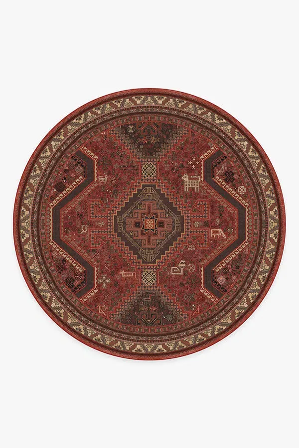Round Area Rug Machine Washable - Red