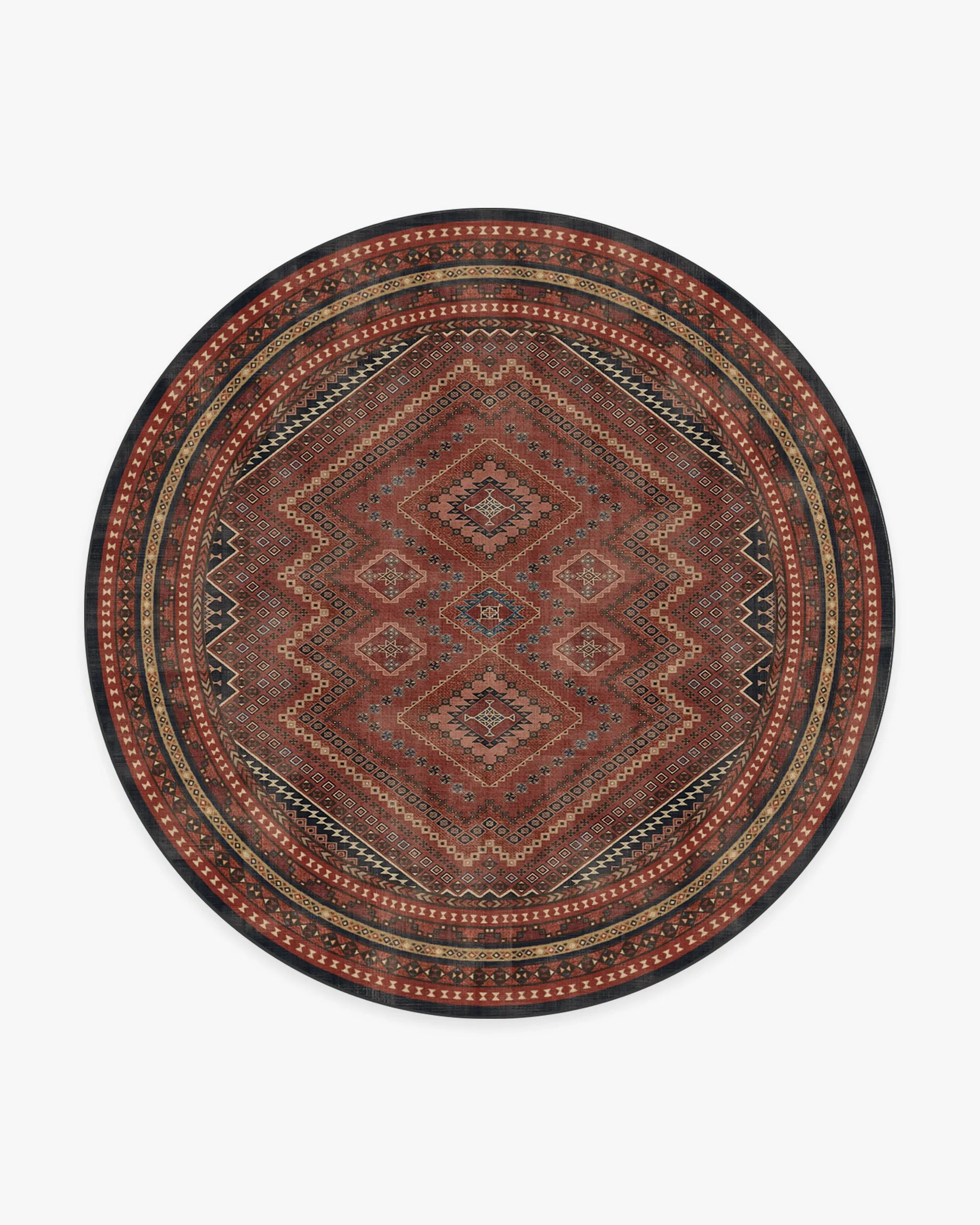 Round Area Rug Machine Washable - Red