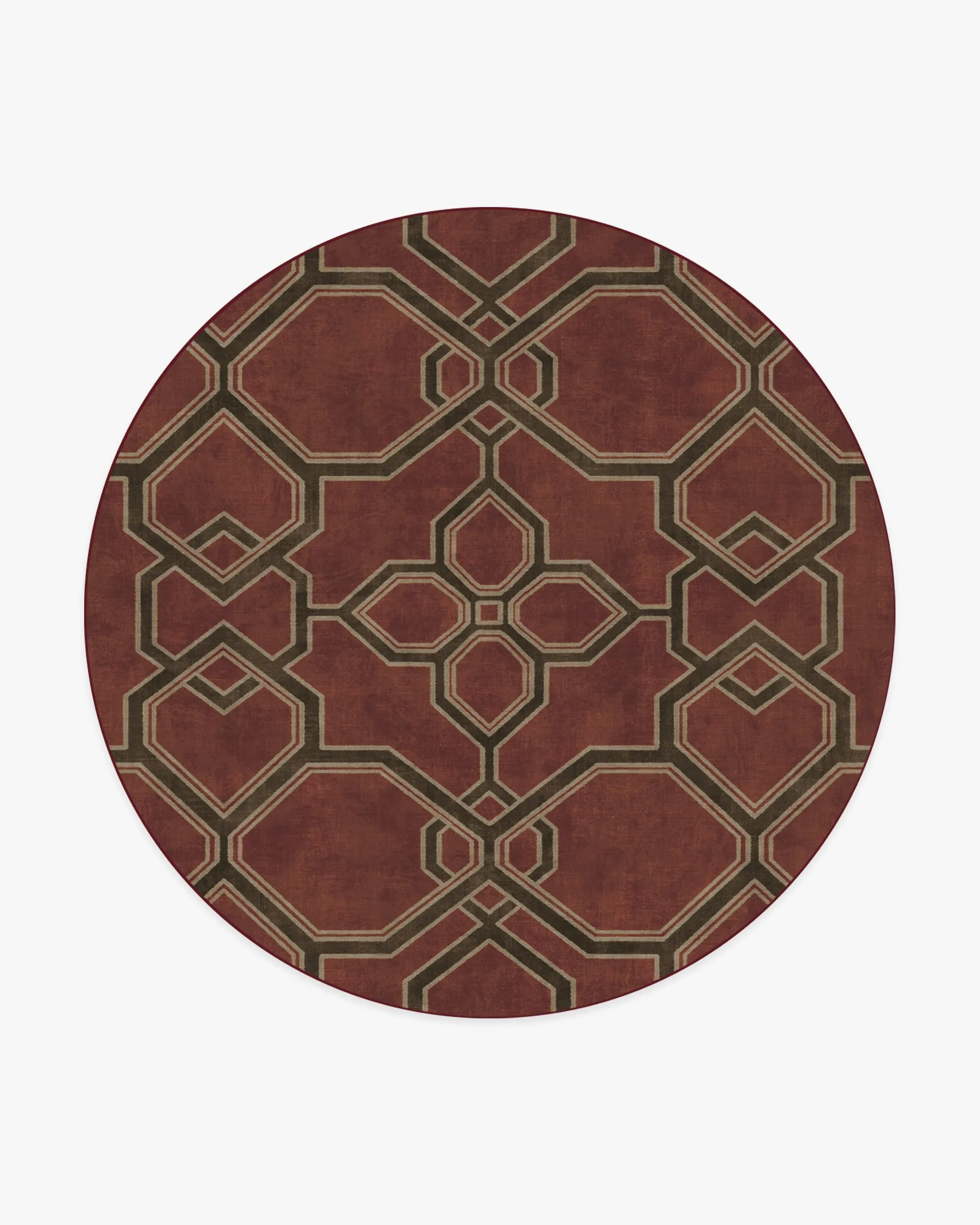 Round Area Rug Machine Washable - Red