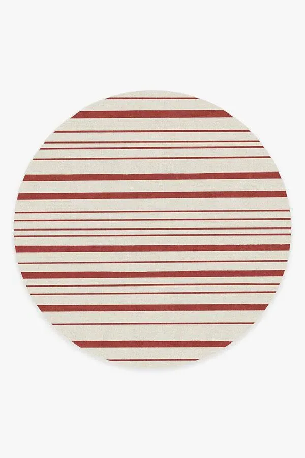 Round Area Rug Machine Washable - Red, Chenille