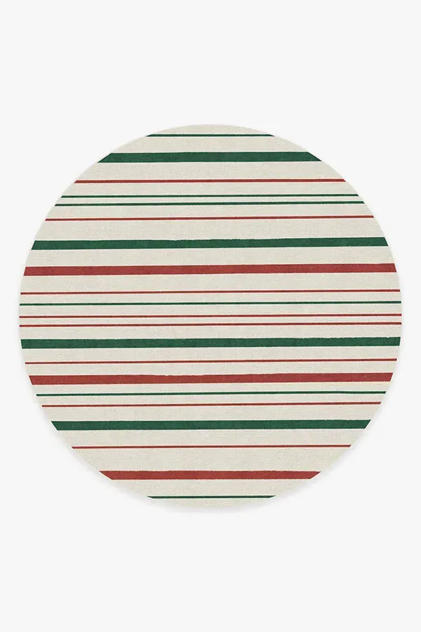 Round Area Rug Machine Washable - Red, Chenille