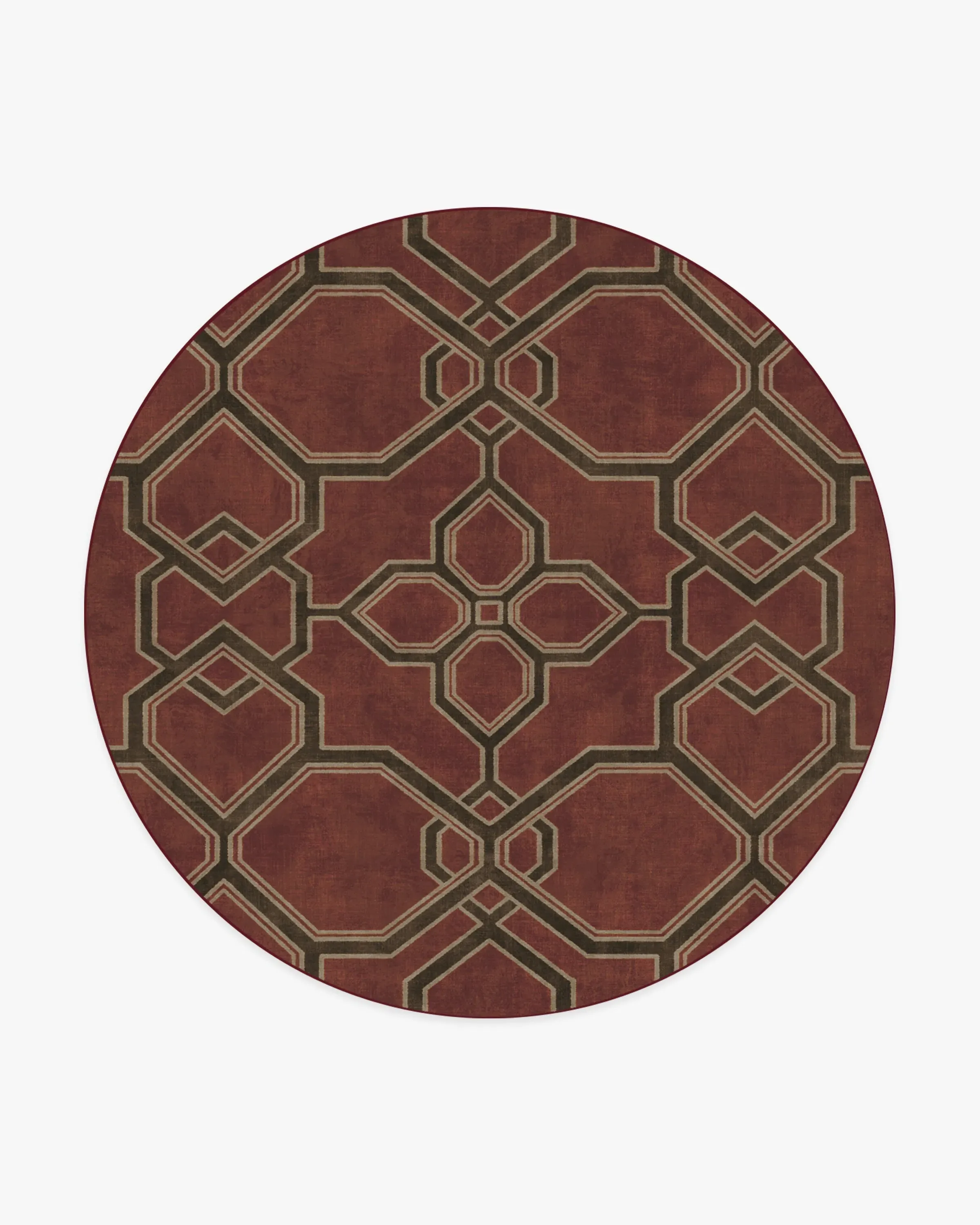 Round Area Rug Machine Washable - Red, Flatwoven