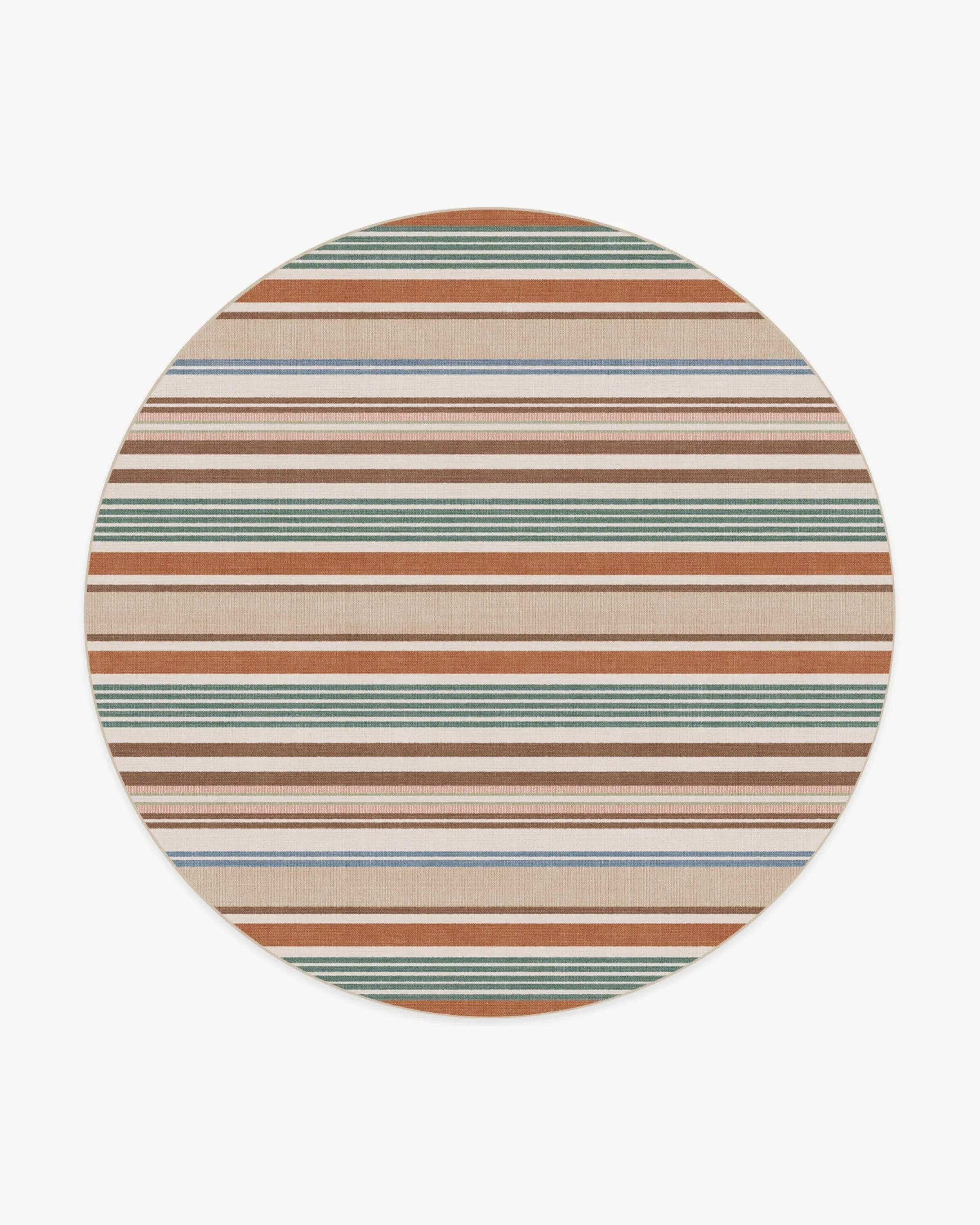 Round Area Rug Machine Washable - Red Stripe