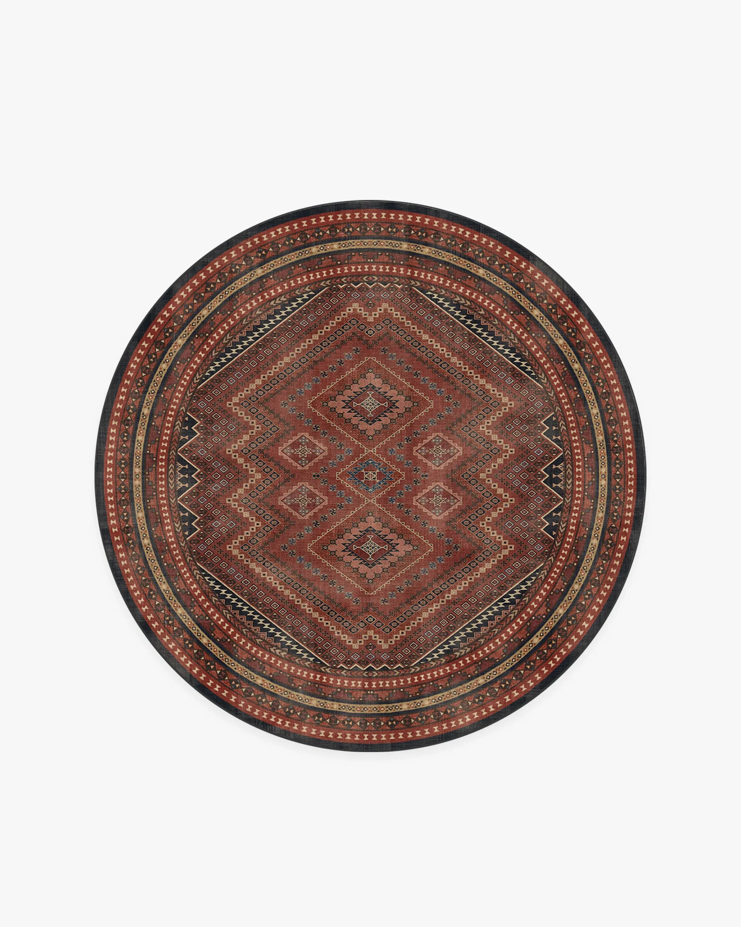 Round Area Rug Machine Washable - Red