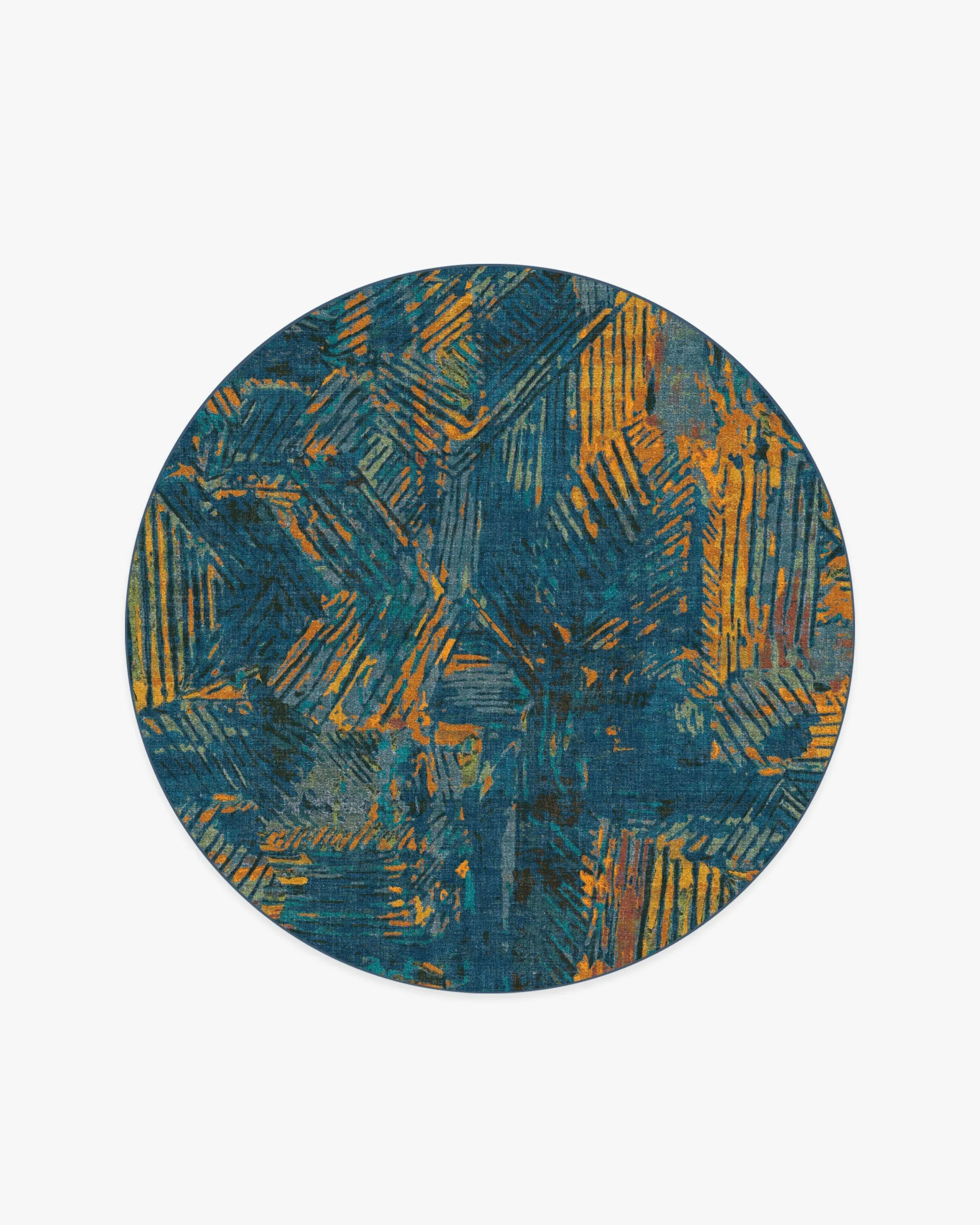 Round Area Rug Machine Washable - Royal Blue
