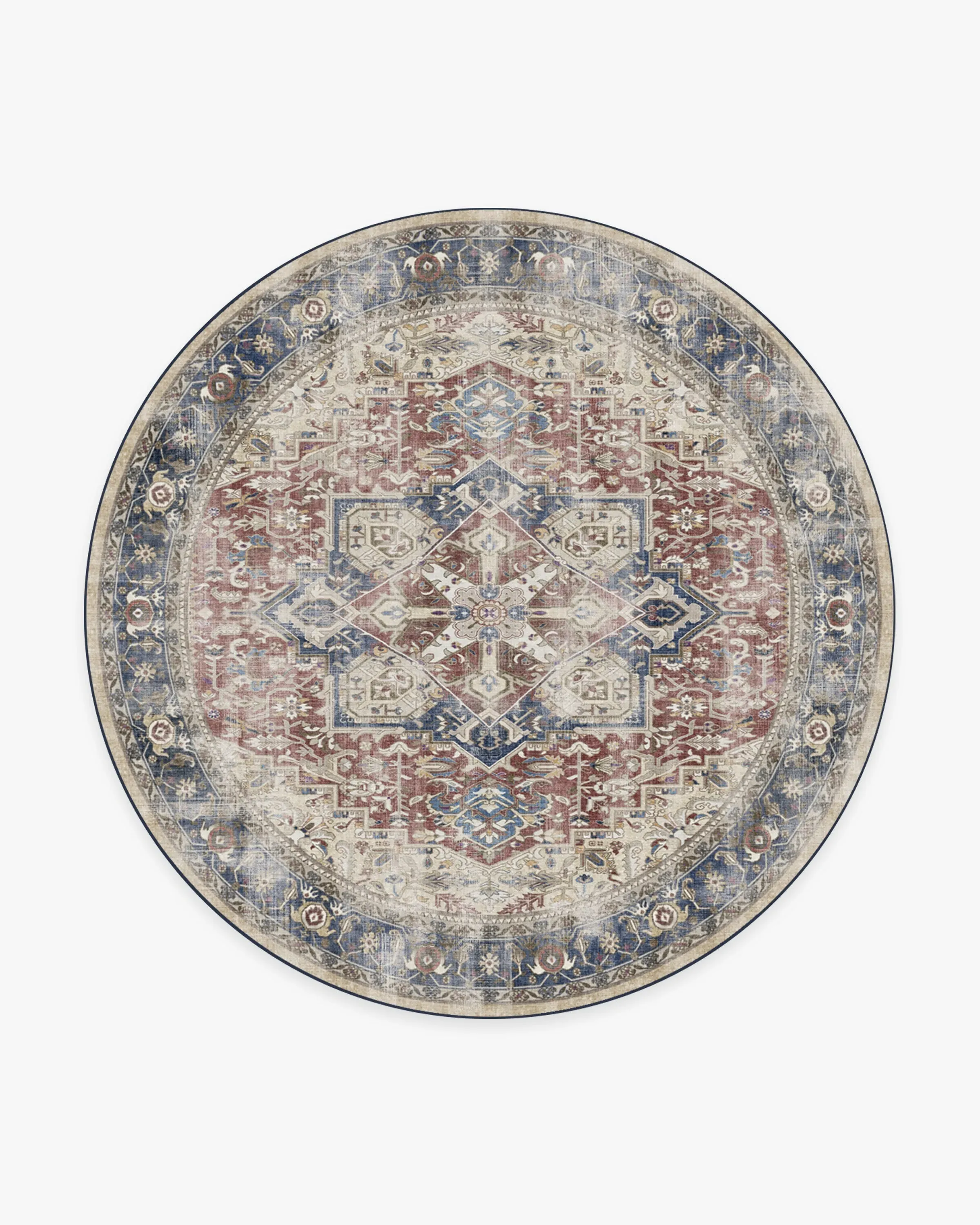 Round Area Rug Machine Washable - Royal Blue