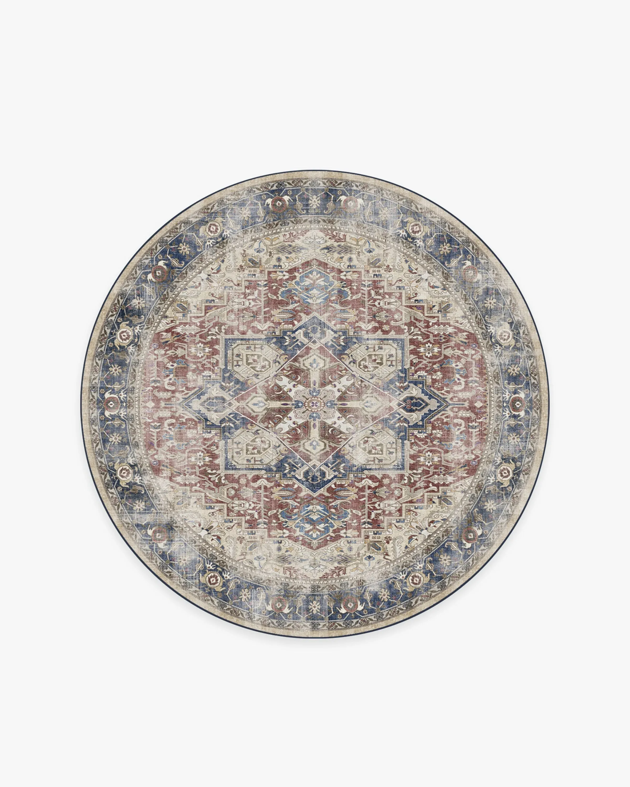 Round Area Rug Machine Washable - Royal Blue, Chenille