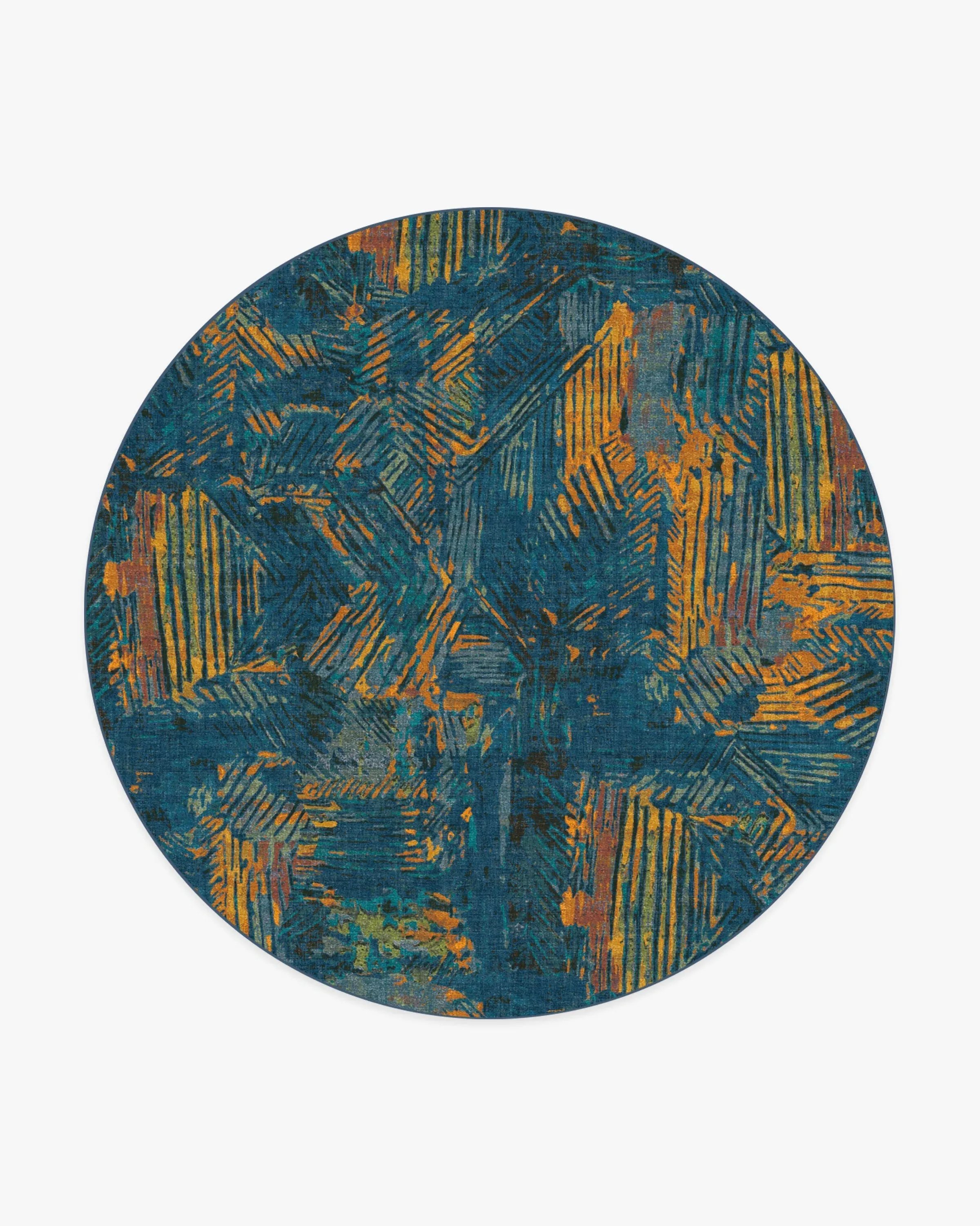 Round Area Rug Machine Washable - Royal Blue