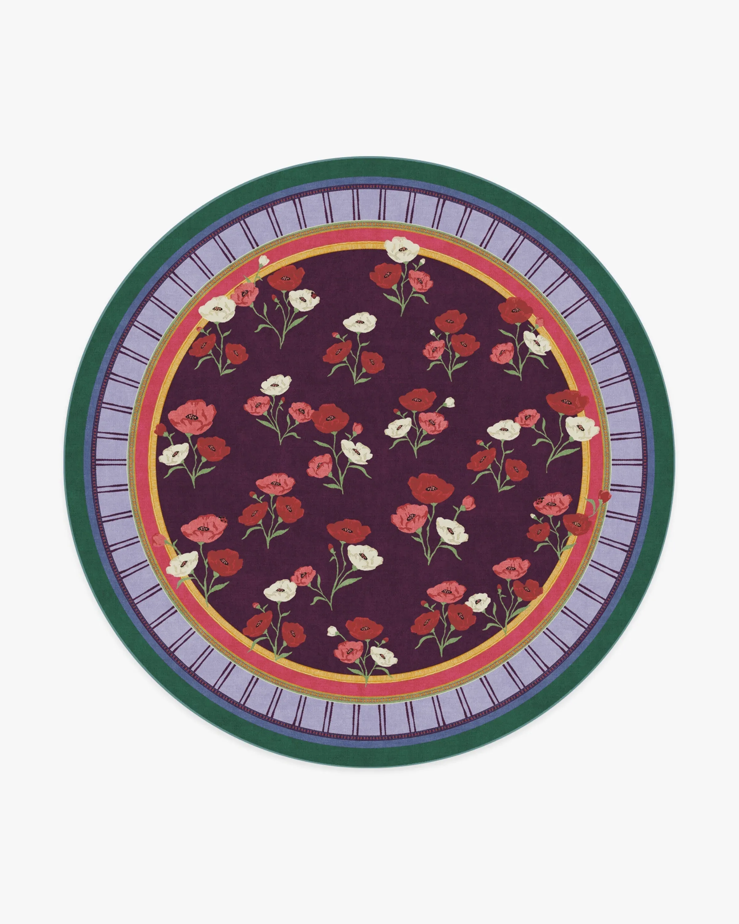 Round Area Rug Machine Washable - Royal Plum