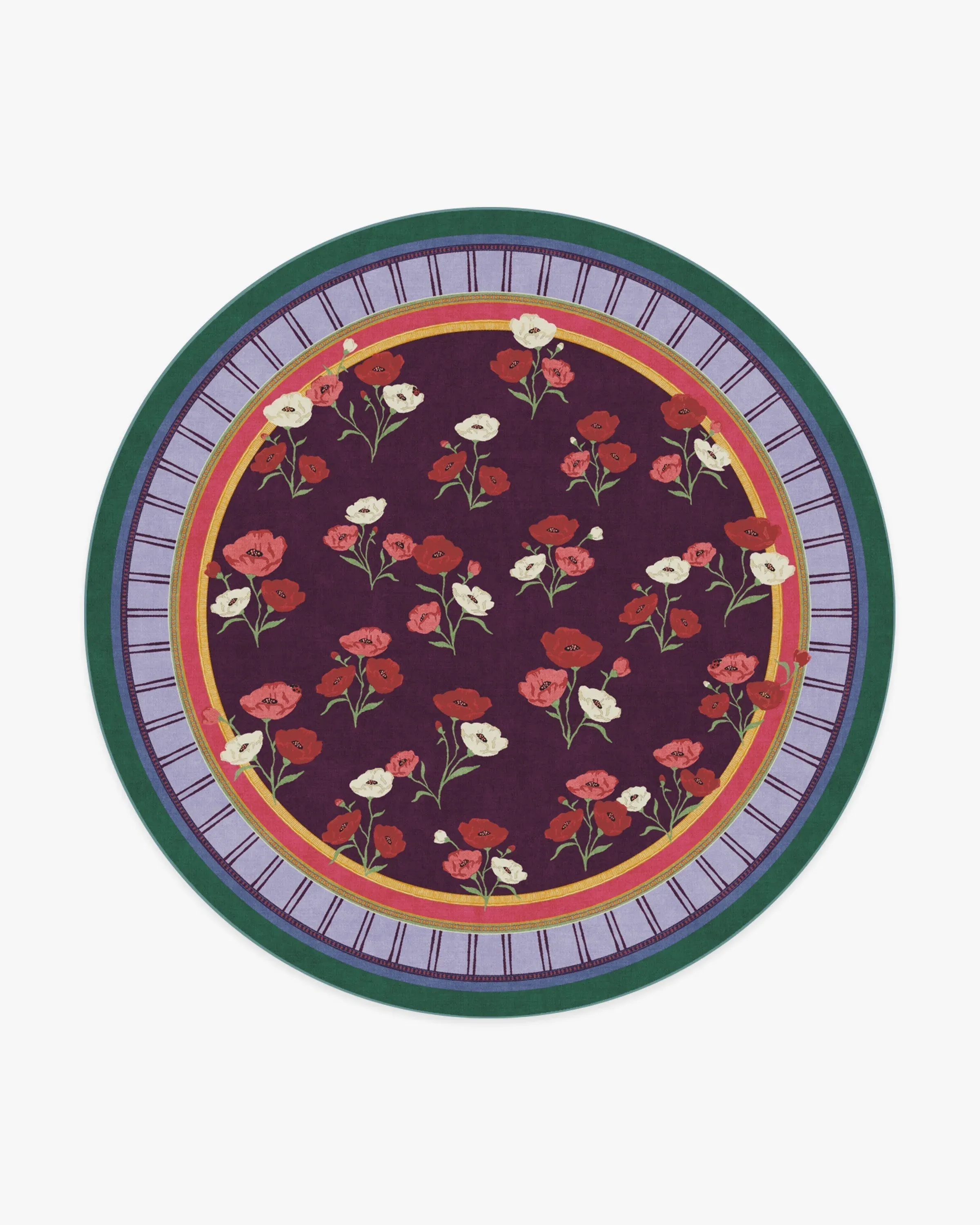 Round Area Rug Machine Washable - Royal Plum