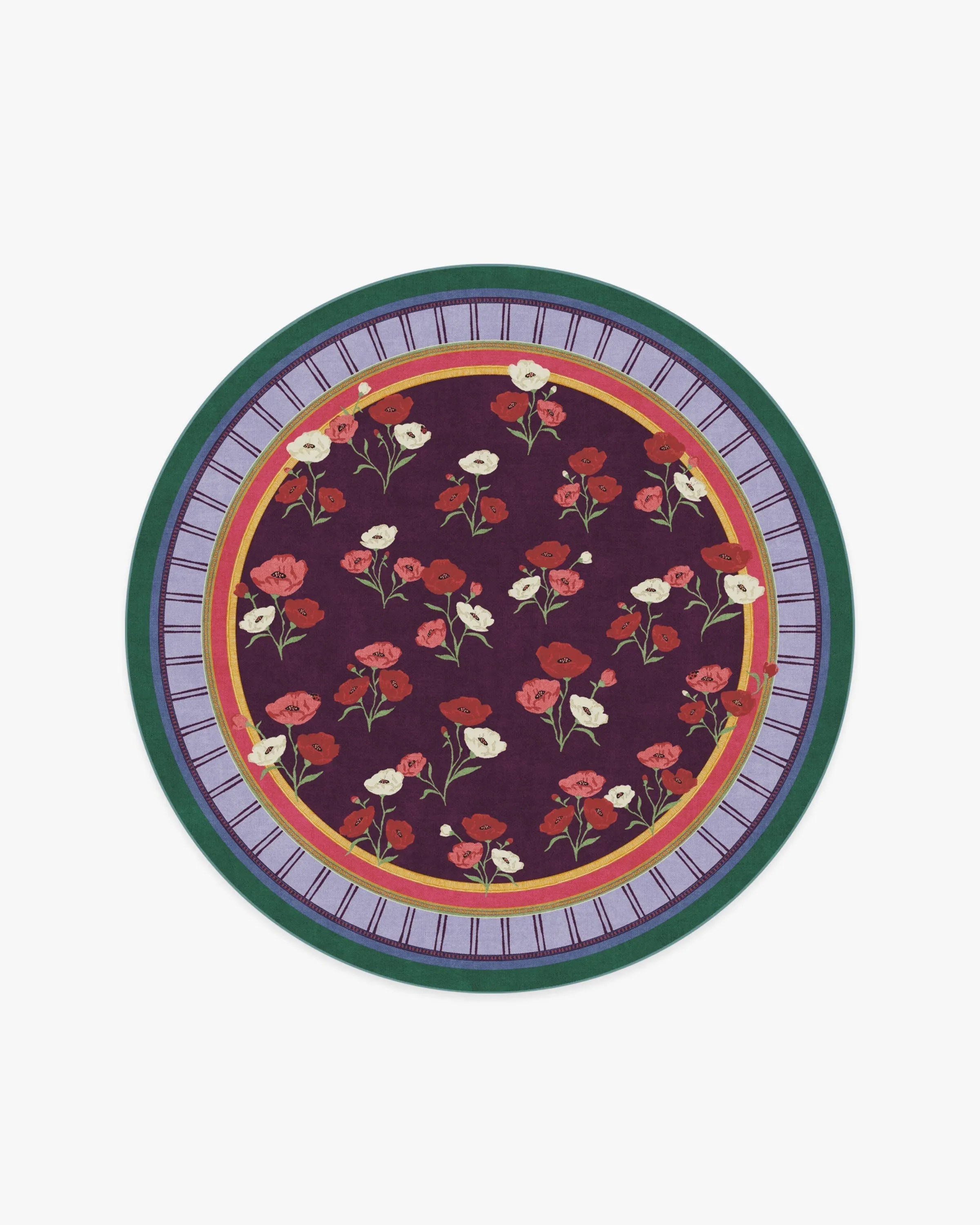 Round Area Rug Machine Washable - Royal Plum