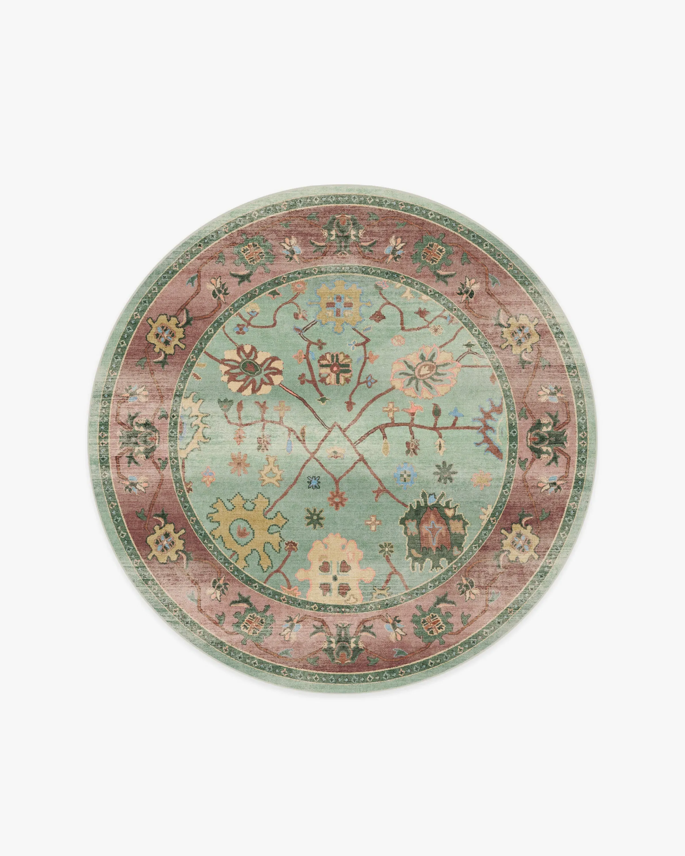Round Area Rug Machine Washable - Sage