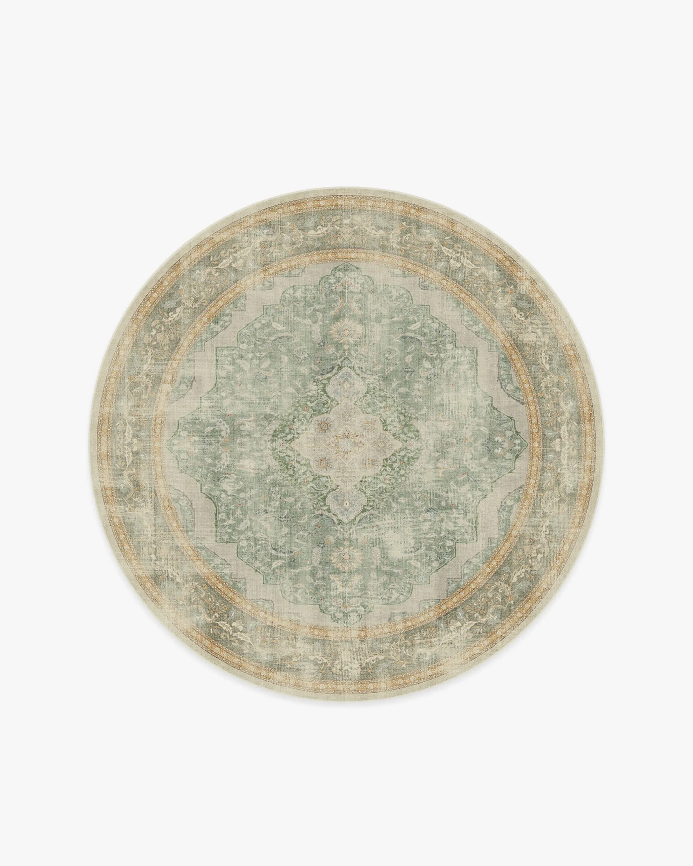 Round Area Rug Machine Washable - Sage, Chenille