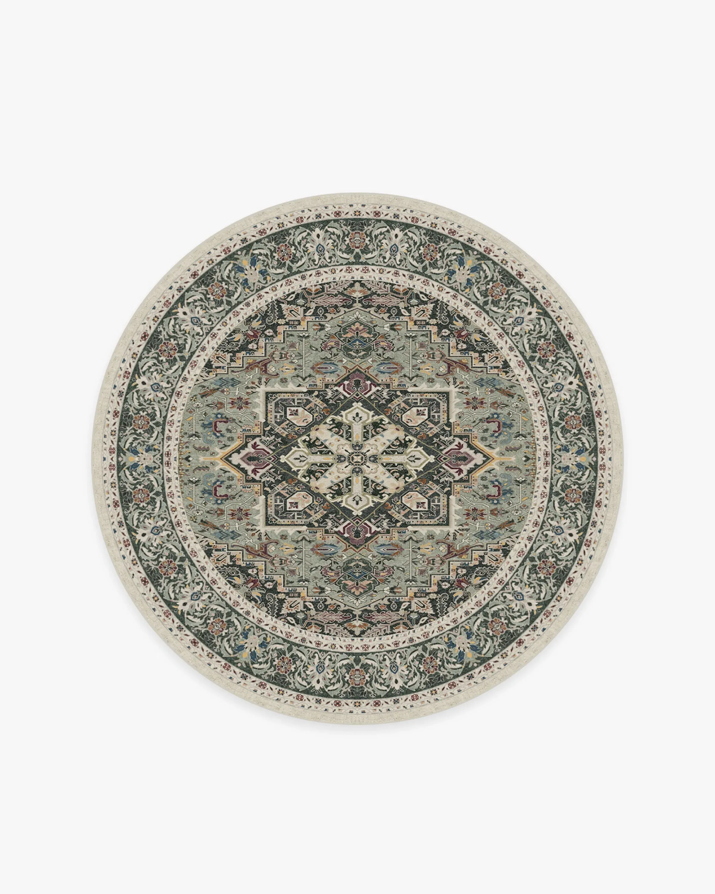 Round Area Rug Machine Washable - Sage, Chenille