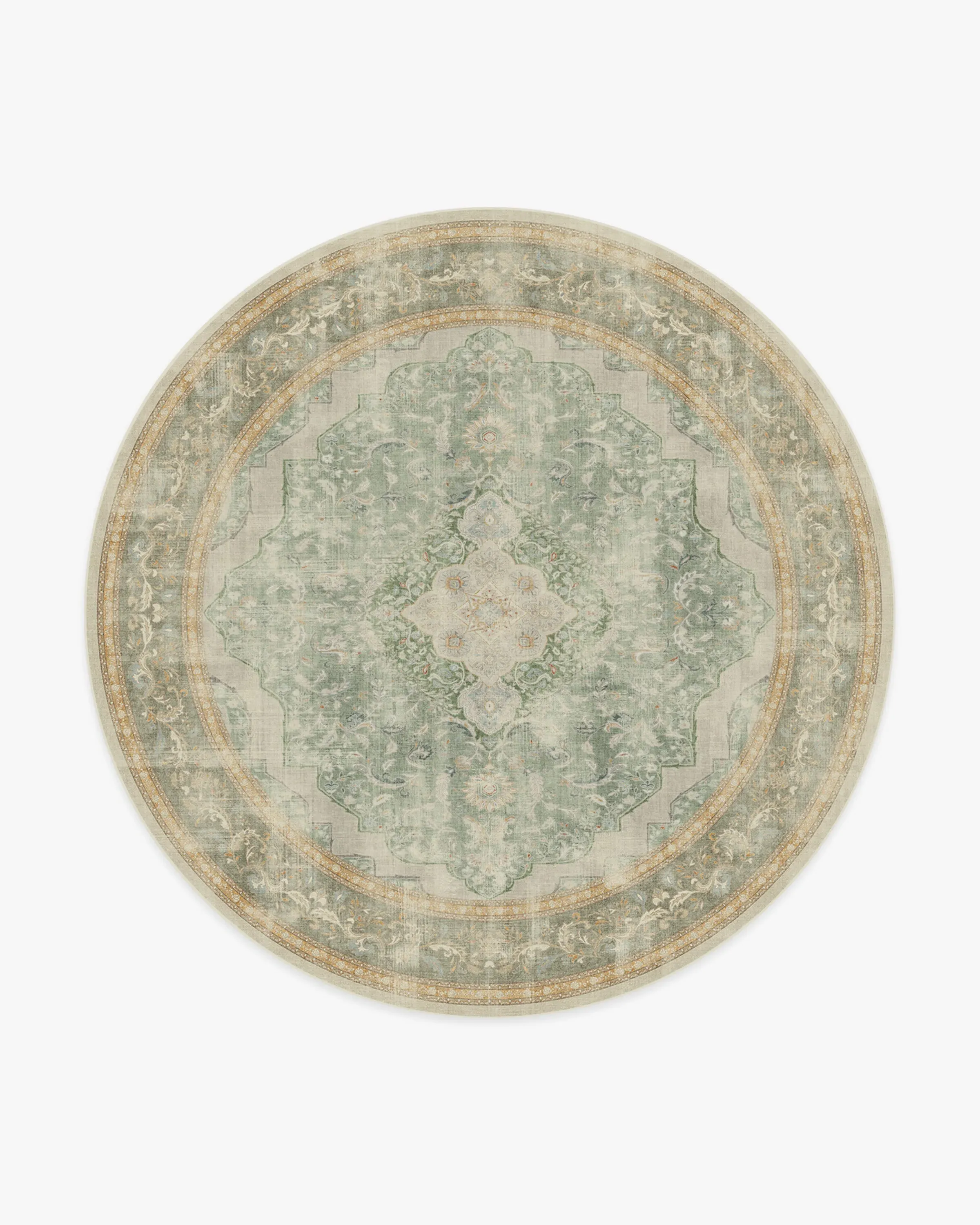 Round Area Rug Machine Washable - Sage, Chenille